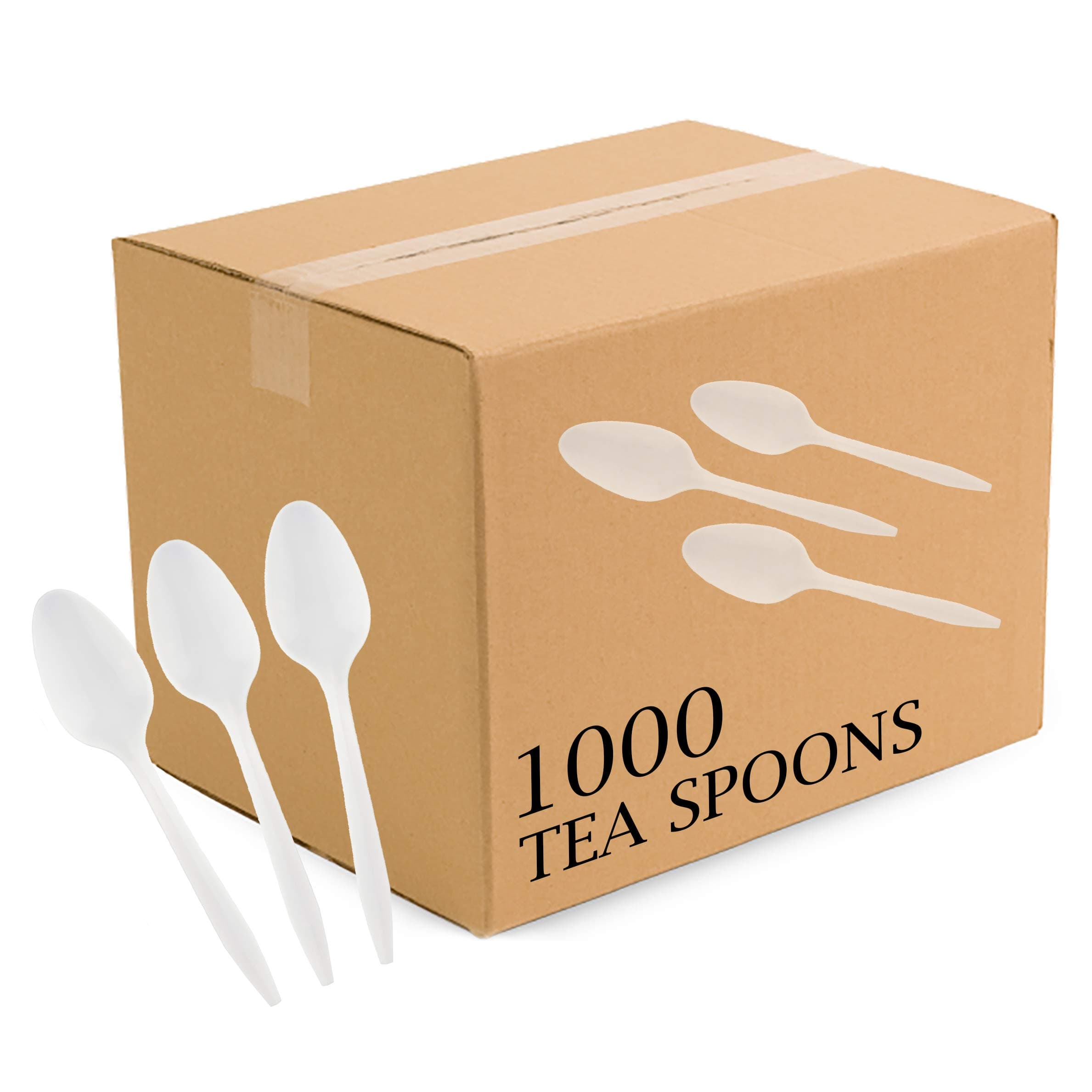 Plasticpro Cutlery Plastic Teaspoons Medium Weight Disposable Silverware White (1000 Count) 1000 Tea Spoons