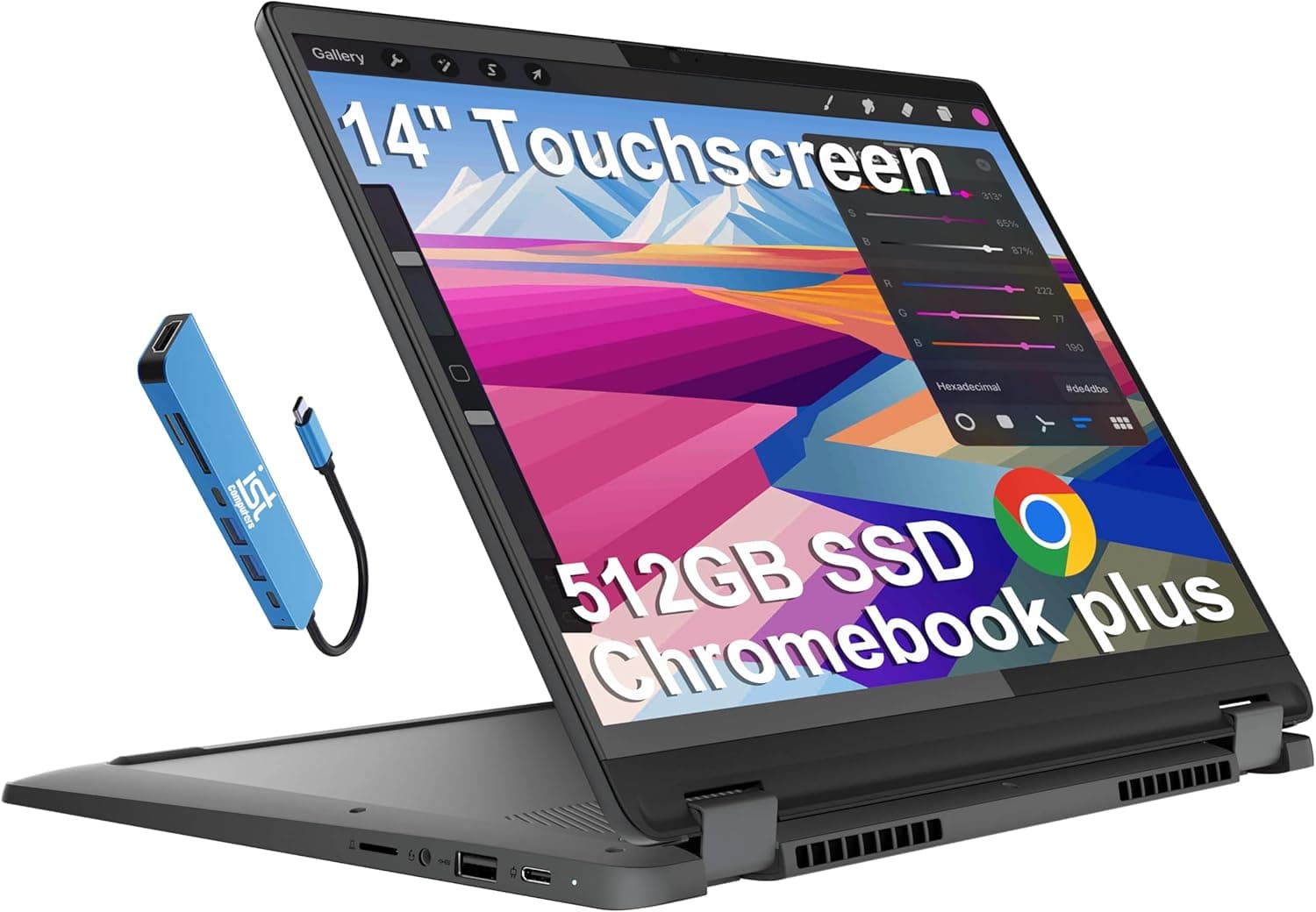 Lenovo IdeaPad Flex 5i Chromebook Plus 14" FHD+ 2-in-1 Touchscreen Laptop (Intel 6-Core i3-1315U, 8GB RAM, 512GB SSD) Business, Home, Students, 1080p Webcam, Backlit KB, IST HUB, Chrome OS, Gray