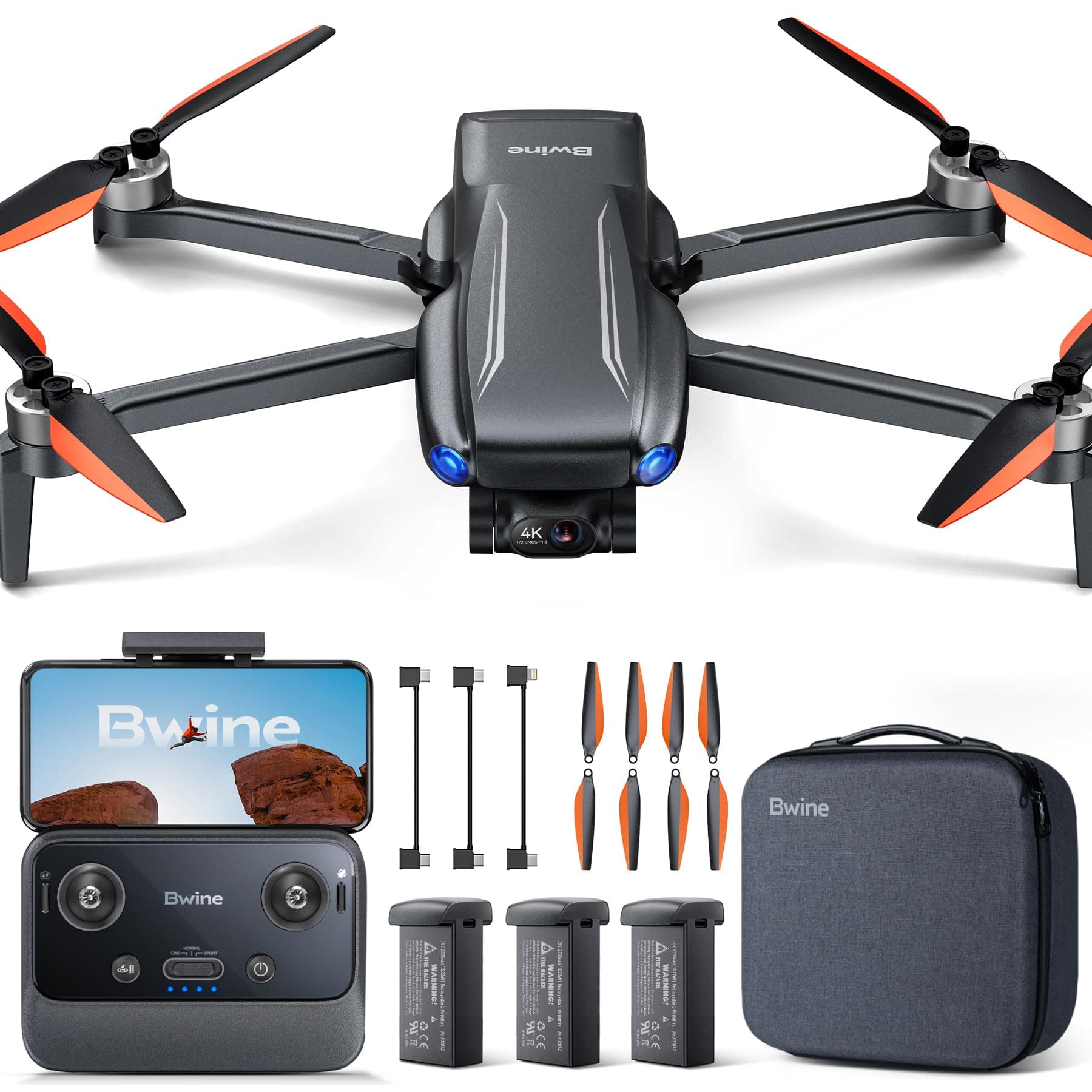 ‎Bwine Bwine F7MINI 4K Video 8K Photo Drones with Camera for Adults, 3-Axis Gimbal EIS, 96Mins, 249g FAA-exempt, Over 6KM Transmission, AI GPS Smart Return, Follow, Waypoint, Orbit Fly, Better for Beginner F7MINI 8K(96Mins）