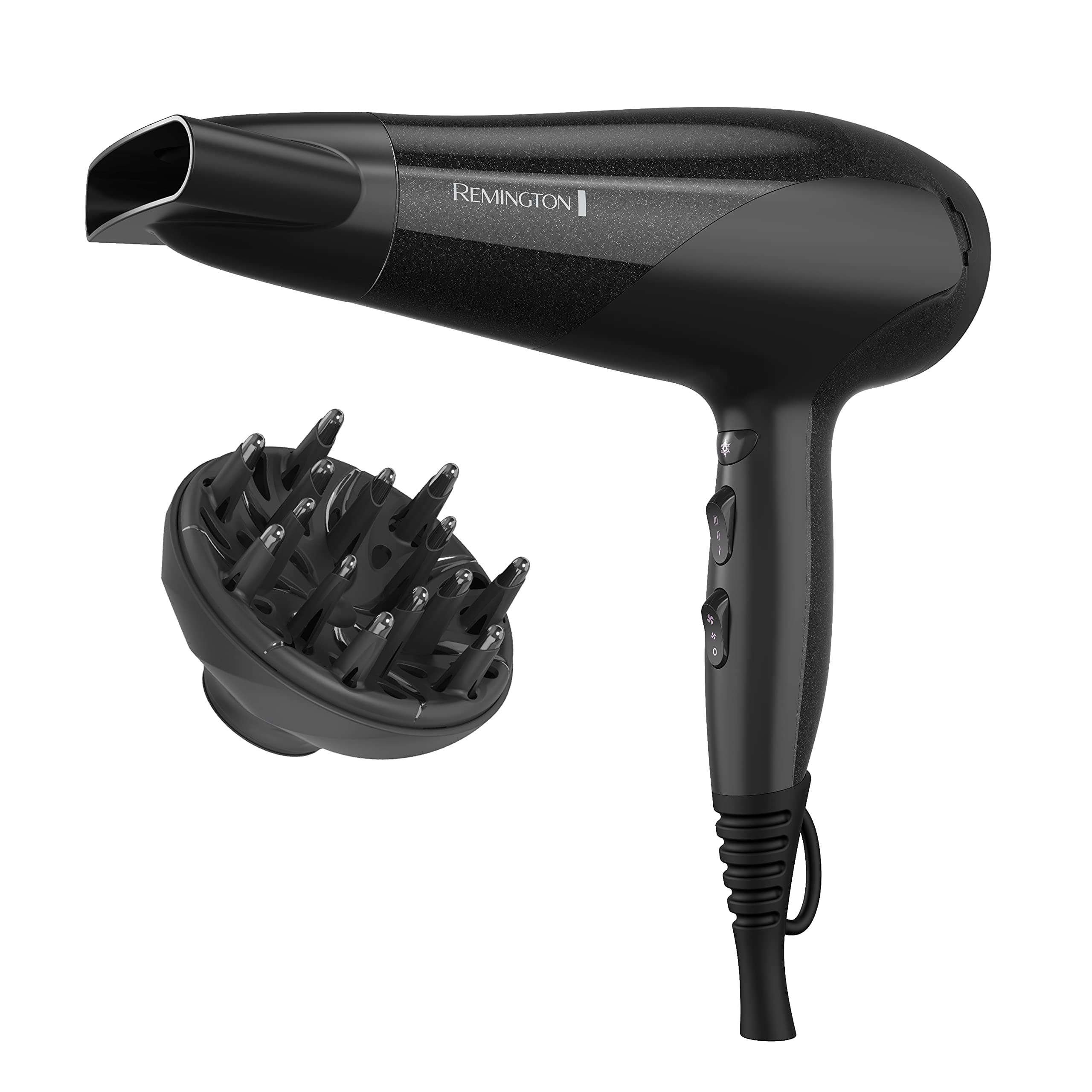 Remington Damage Protection Hair Dryer with Ceramic Ionic Tourmaline Technology, Black, Diffuser and Concentrator, 3 Piece Set Black Standard