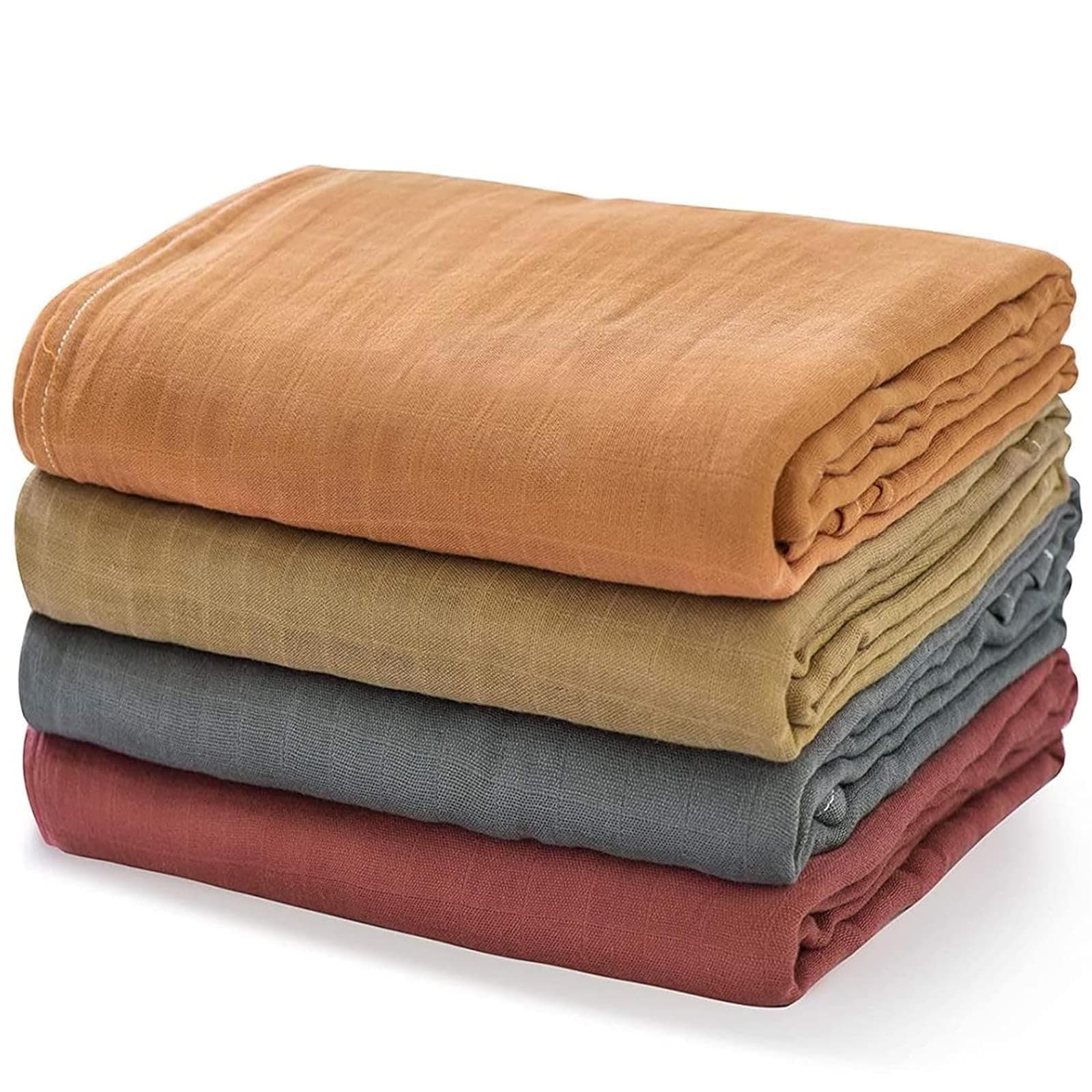 Momcozy Muslin Swaddle Blankets for Baby Boys and Girls, 4-Pack Breathable and Skin-Friendly Receiving Blanket Wrap, Baby Essentials, Registry & Gift, 47 x 47 inches Brown