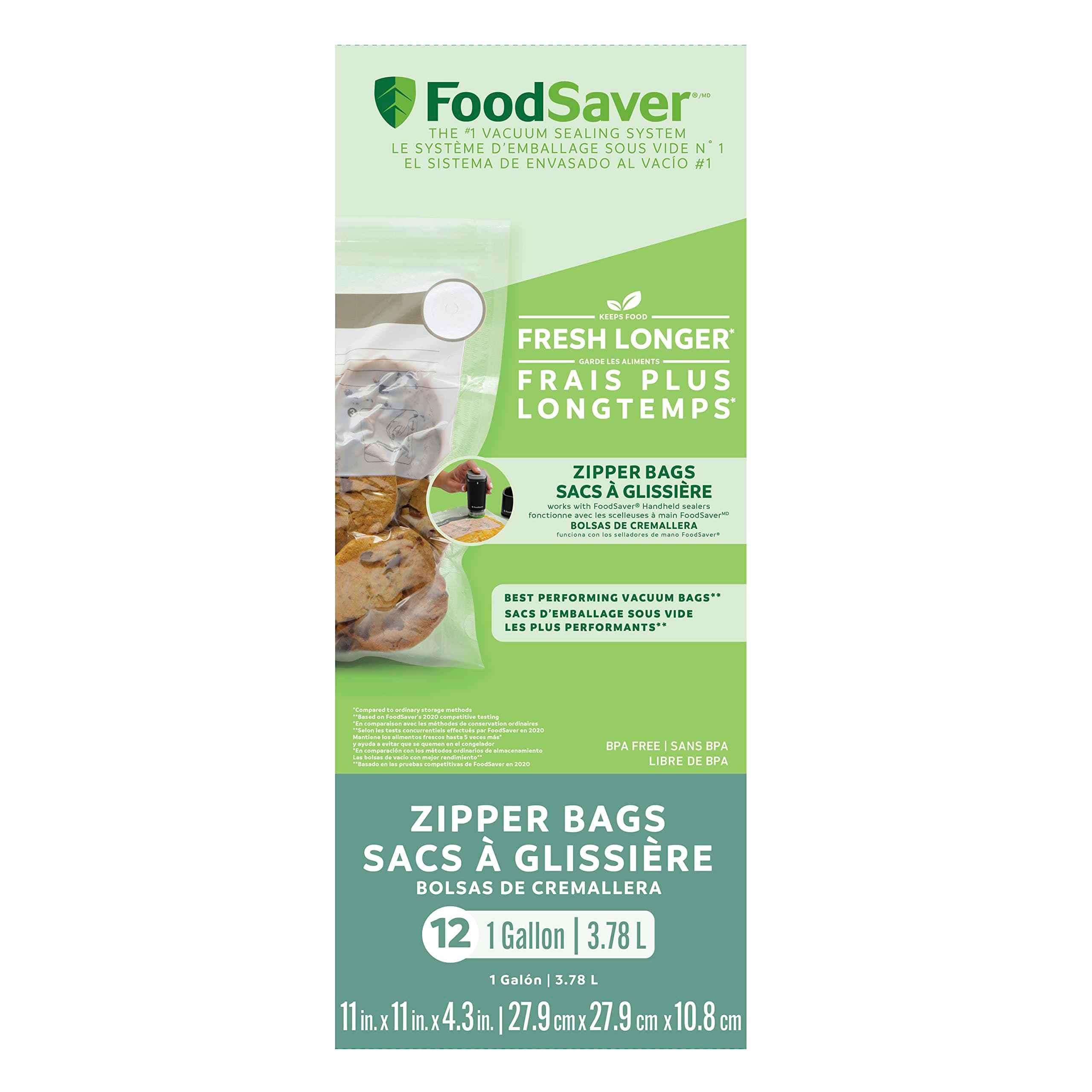 FoodSaver 1-Gallon Vacuum Zipper Bags 12 Gallon Bags