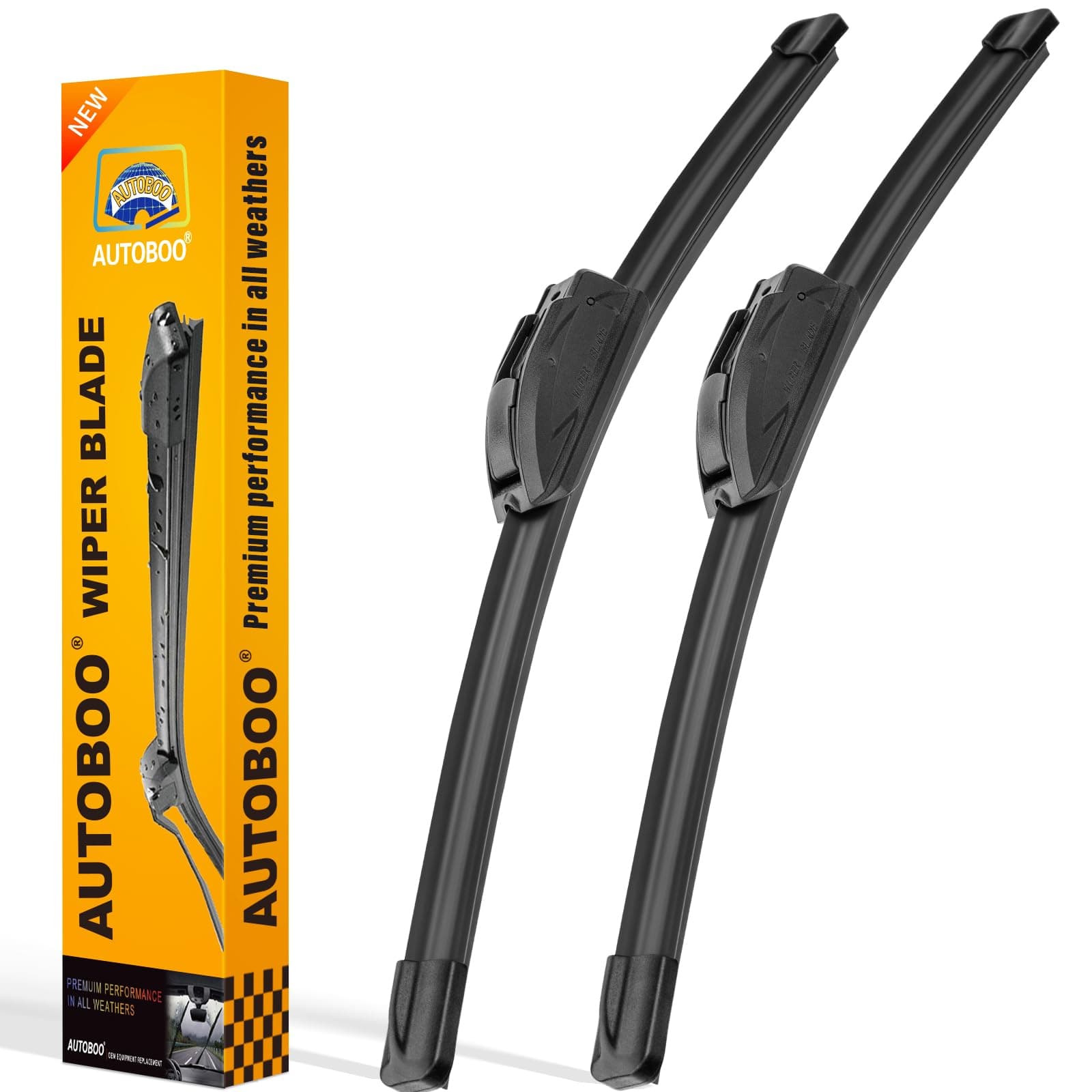AUTOBOO 26" and 18" Windshield Wipers Blades (Pack Of 2),OEM Quality Premium All-Seasons Wiper blades,Stable and Quiet Armor wiper blades 26" + 18"(Pair for Front Windshield)