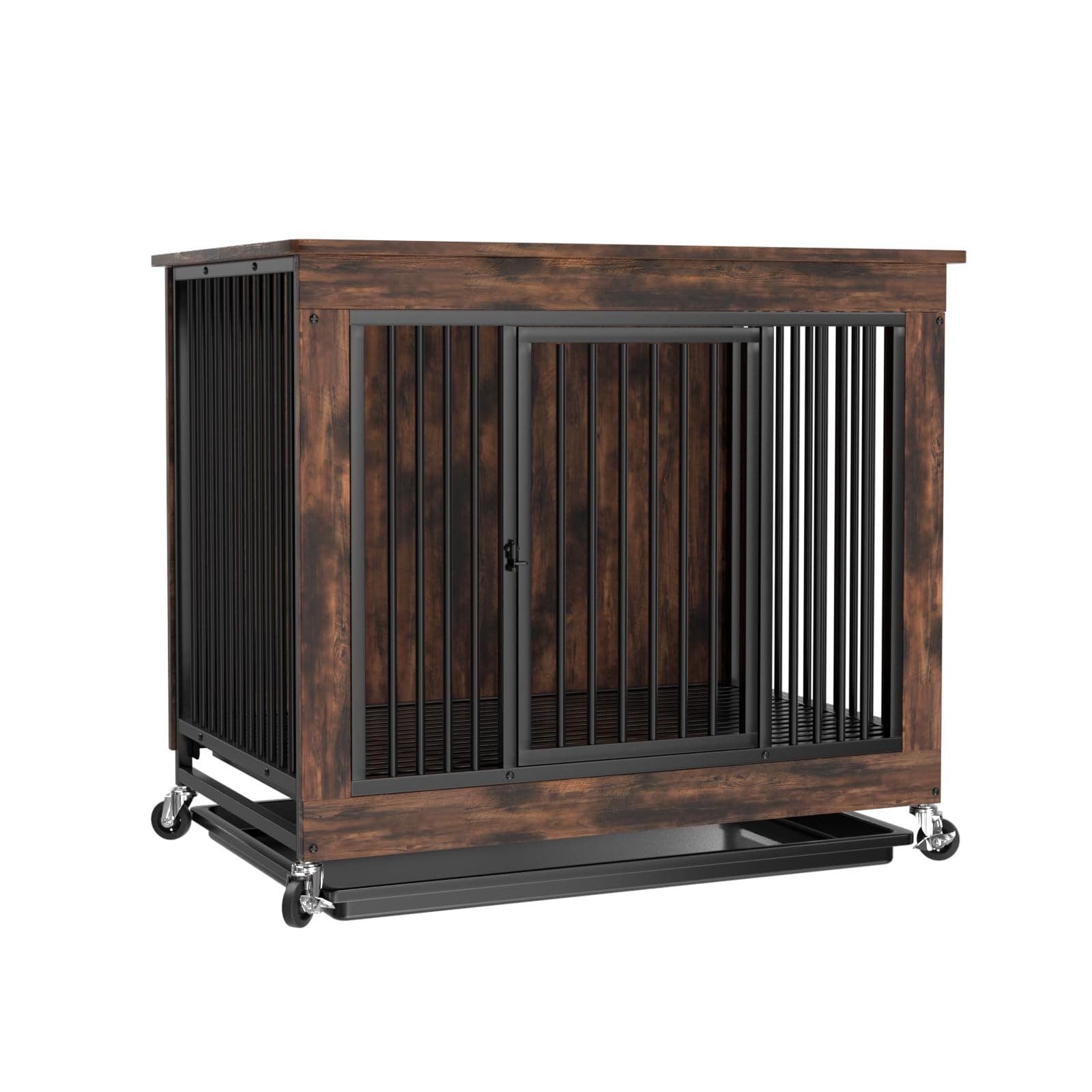 Furniture Dog Crate End Table with Removable Top, Hidden Indoor Wooden Dog House Kennel for Large Dogs, Heavy Duty Chew Proof Rustic Brown (31.5" L x 20.5" W x 30" H) 31.5"L x 20.5"W x 30"H