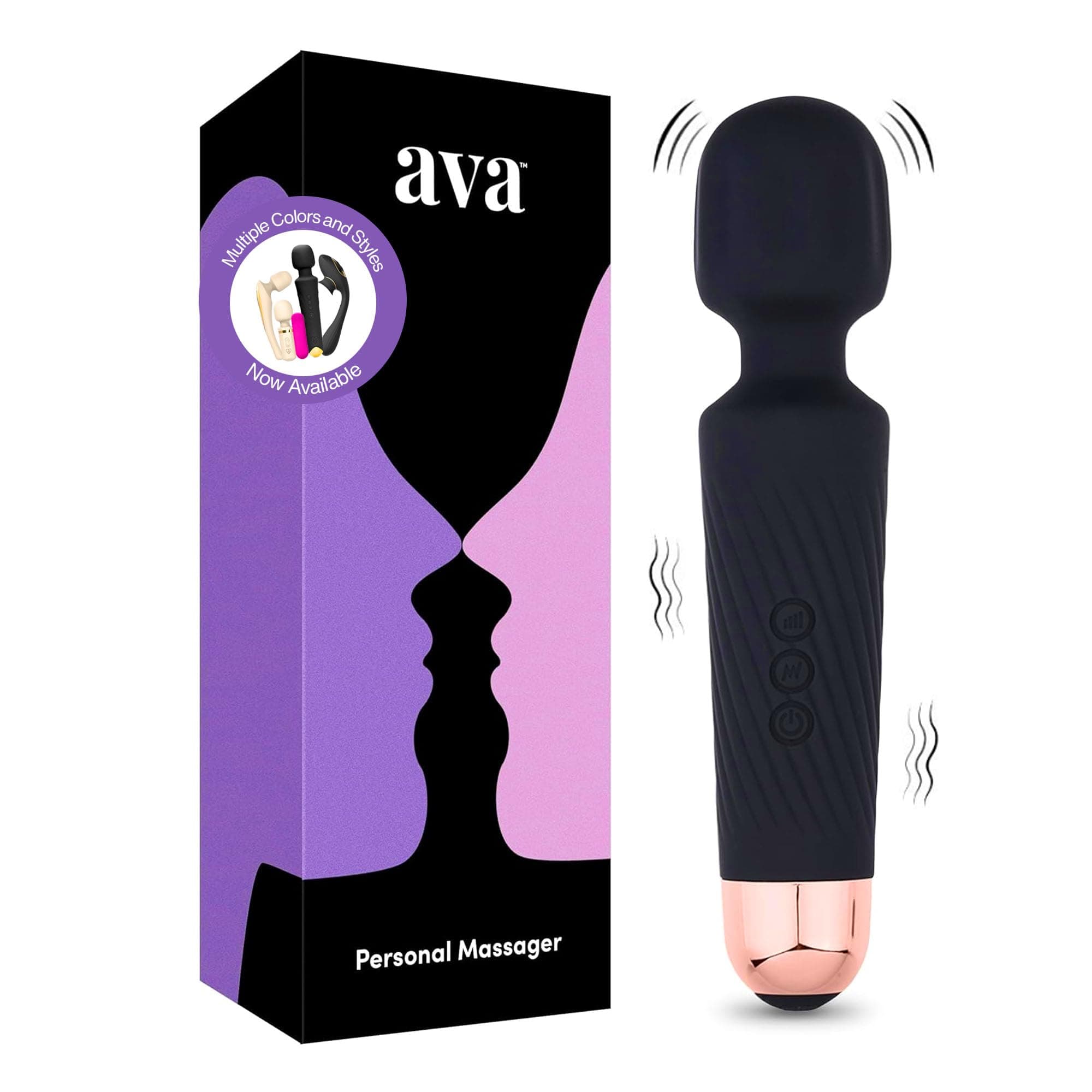 Ava Vibrator Wand Sex Toys [ Clit Stimulator ] Vibrators for Woman Adult Toy | Gifts for Women | 20 Patterns & 8 Speeds of Pleasure | Quiet & Small -Standard - Black Black Standard
