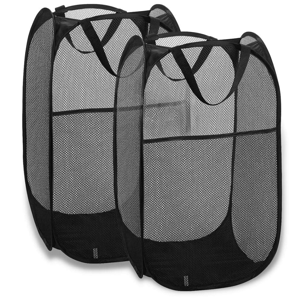 Simplized Popup Laundry Hamper (1 & 2 Pack) Foldable Pop-up Mesh Hamper Dirty Clothes Basket with Carry Handles