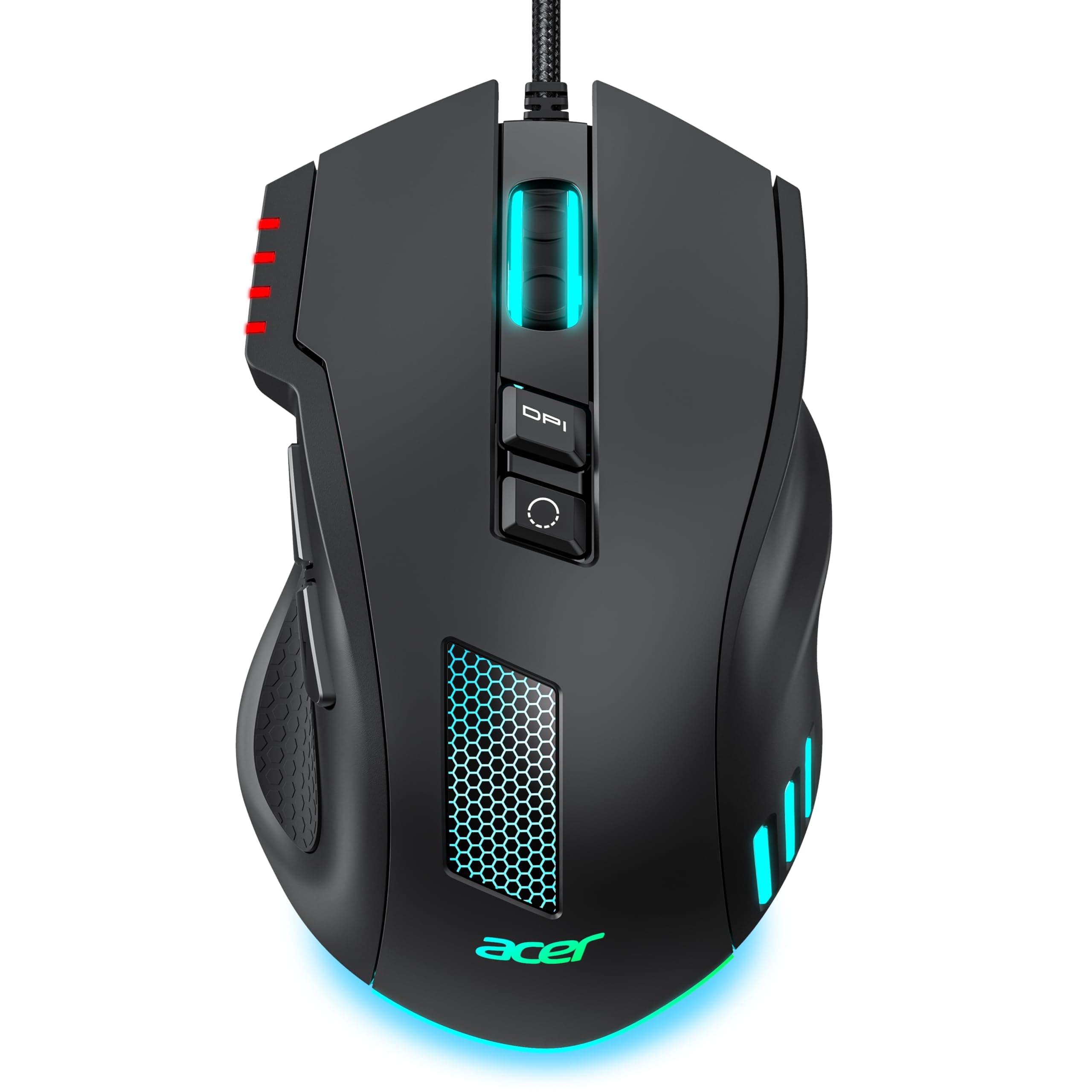 acer acer Wired Gaming Mouse, 12,800 DPI RGB Ergonomic Computer Mouse with Optical Sensor, 8 Programmable Buttons, 12 Backlit Modes, Software for DIY Keybinds, Rapid Fire, USB Gaming Mice for Laptop, PC