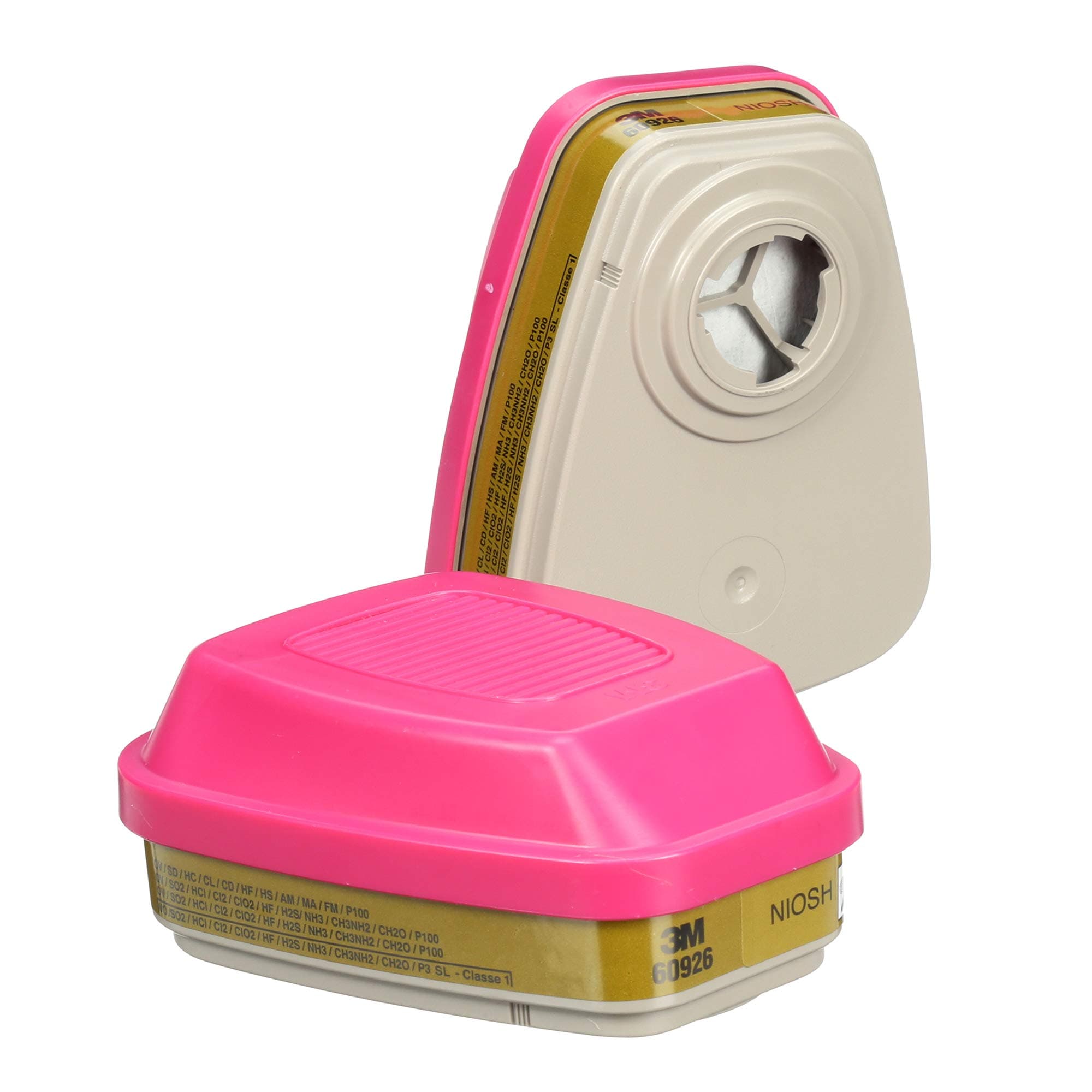 3M P100 Respirator Cartridge/Filter 60926, 1 Pair, NIOSH, Helps Protect Against Organic Vapors, Acid Gases, Ammonia Methylamine, Formaldehyde and Particulates