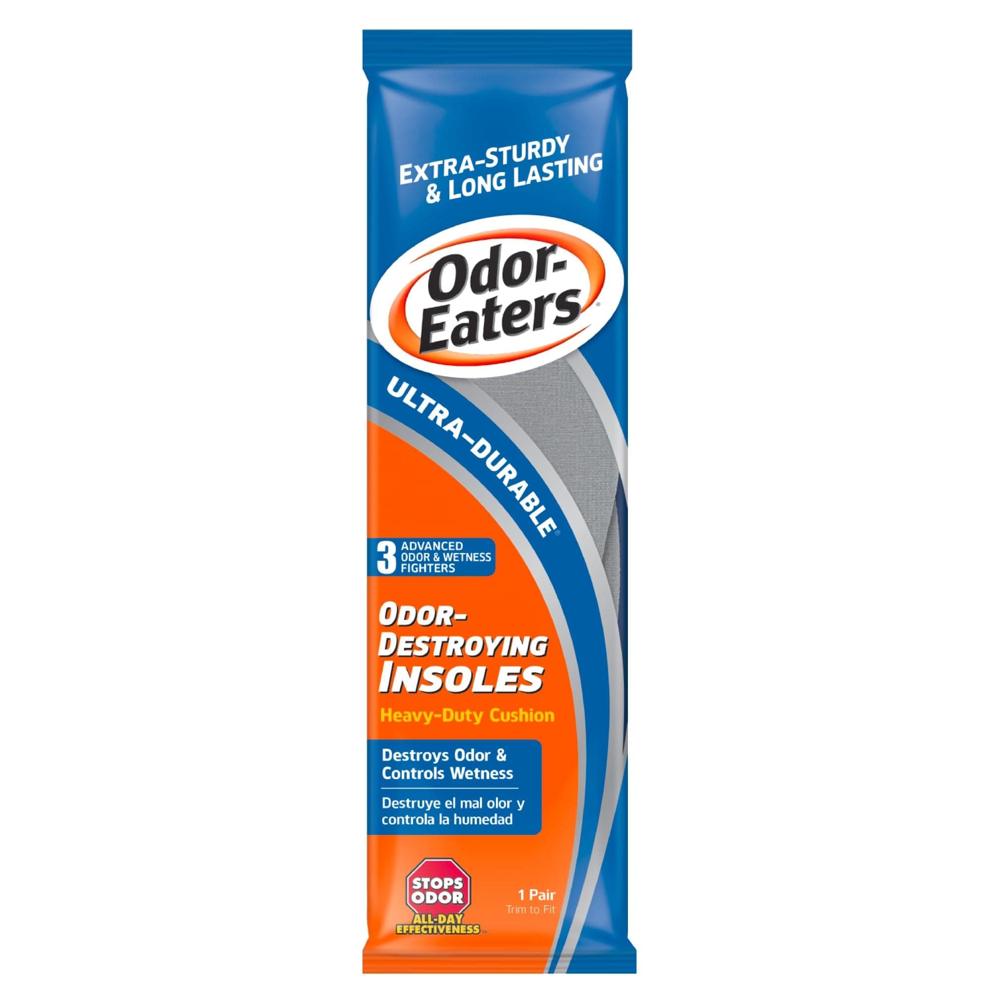 Odor-Eaters Ultra-Durable, Heavy Duty Cushion Insoles, 1 Pair (285791) 1 Count (Pack of 1)