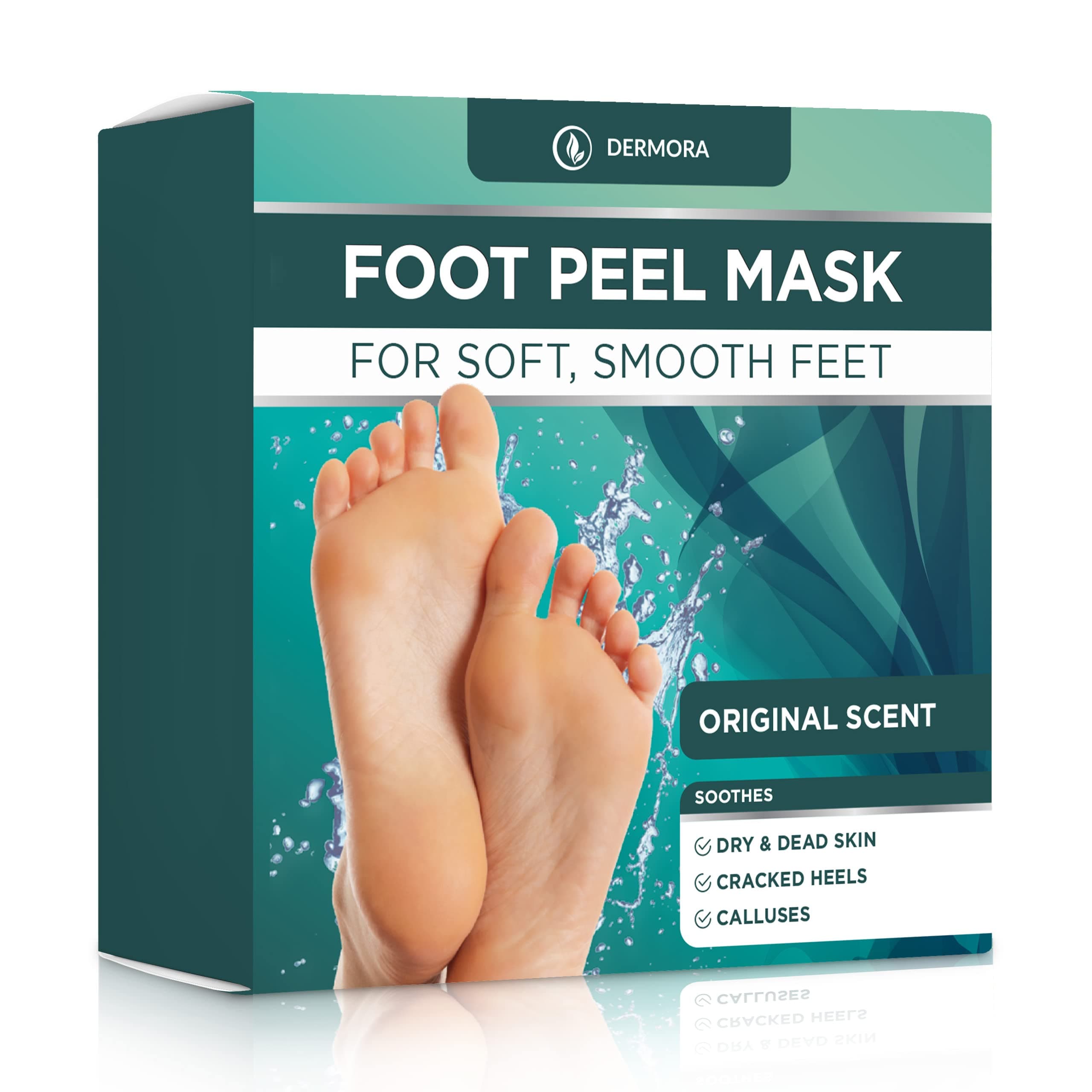 DERMORA Foot Peel Mask - 2 Pack of Regular Size Skin Exfoliating Foot Masks for Dry, Cracked Feet, Callus, Dead Skin Remover for Baby Soft Feet, Original Scent 2 Count (Pack of 1) Scent: Original