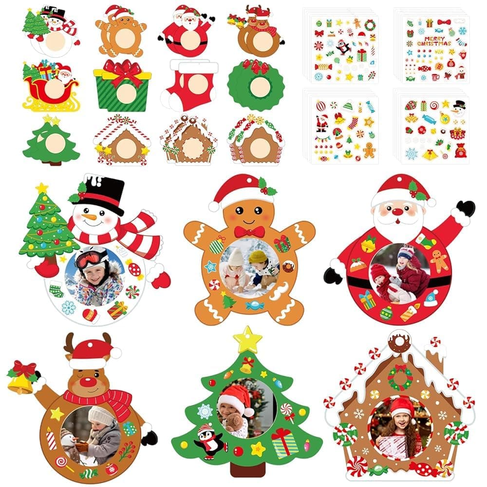 24 PCS Fall Picture Frame Crafts Paper Thanksgiving DIY Photo Frame Crafts Pumpkin Maple Leaf Pine Cone Photo Holder Decor for Thanksgiving Game Activitie (Snowflake)