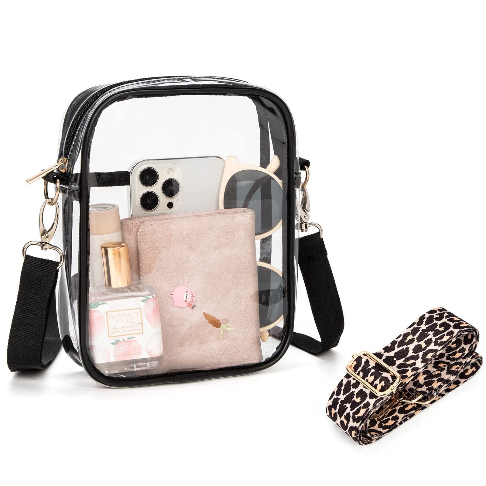 Clear Crossbody Purse Stadium Approved Transparent Small Bag for Festivals Sports Events Concerts