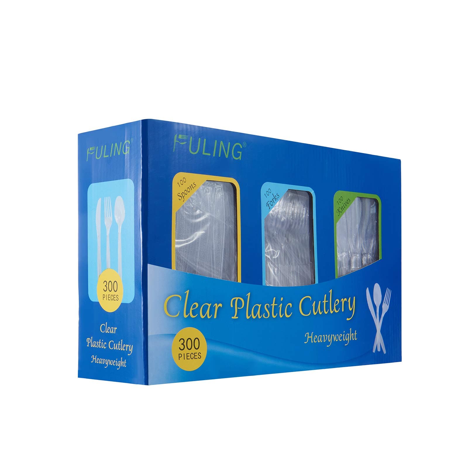 Cutlery Set Plastic Utensils Clear Forks Spoons Knives Disposable Silverware Heavyweight [300 Combo Box] combo clear