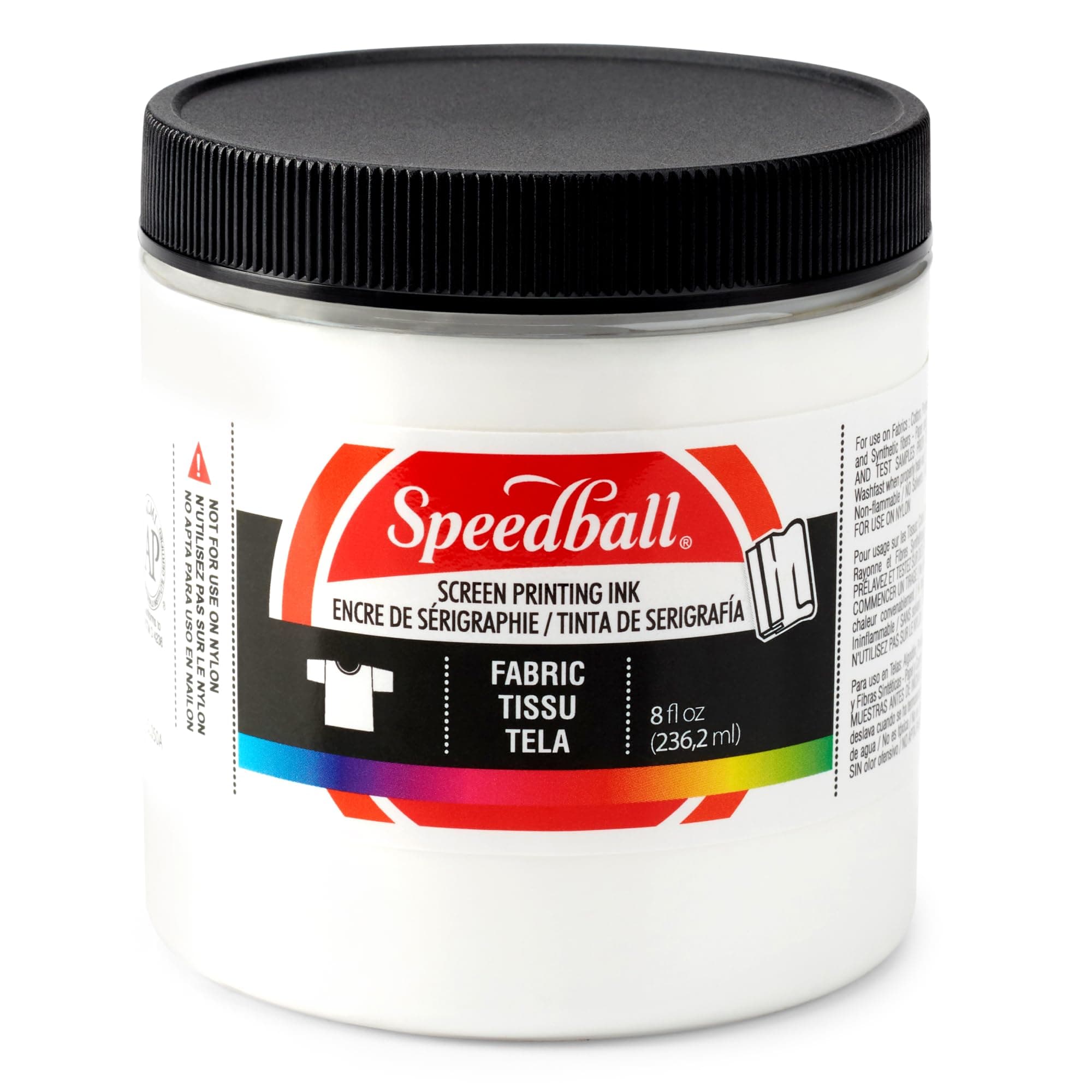 Speedball Fabric Screen Printing Ink, 8-Ounce, White for T-Shirt and Silkscreen Printmaking White 8 fl oz