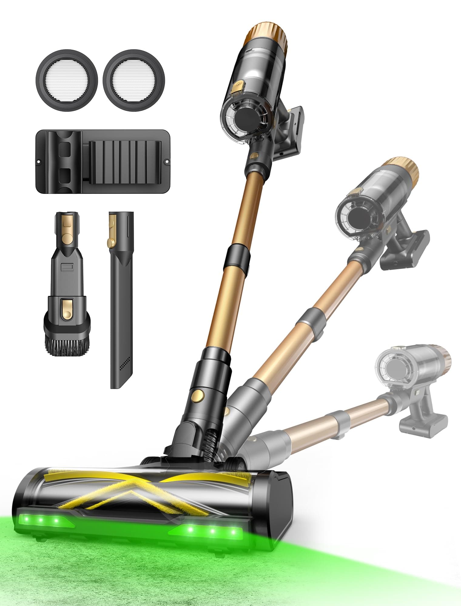 Ultenic Ultenic Cordless Vacuum Cleaner, 550W 50KPA 65Mins, Stick Vacuum Cordless Rechargeable with Touch Screen, Self-Standing, 180° Lay-Flat, Anti-Tangle Handheld Vacuum Cleaners for Home/Pet Hair/Carpets