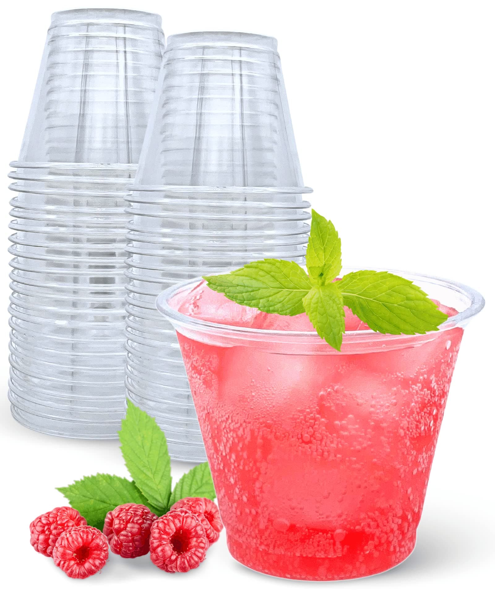Aatriet 9 oz Clear Plastic Cups, 50 Pack Classic Clear Disposable Wine Cups for Wedding & Party, Elegant Cocktail Cup, Plastic Tumblers for Iced Coffee, Cold Beverage 9 oz (No Lids) 50