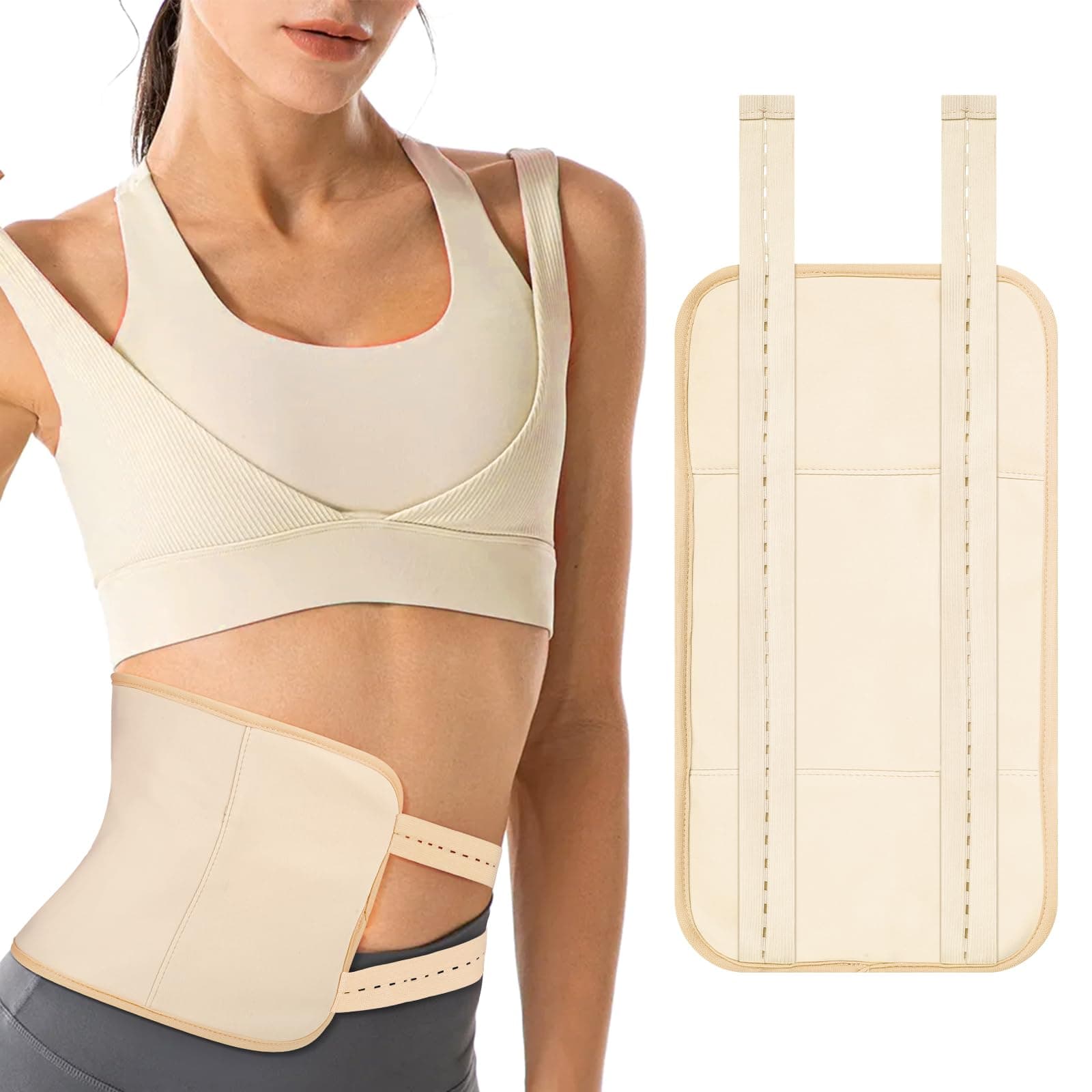 Castor Oil Pack, Adjustable Reusable Castor Oil Pack Wrap for Liver Detox, Castor Oil Pack Wrap for Stomach Less Mess, Elastic Strap Bamboo Cotton Machine Washable Anti Oil Leak 1pcs Beige