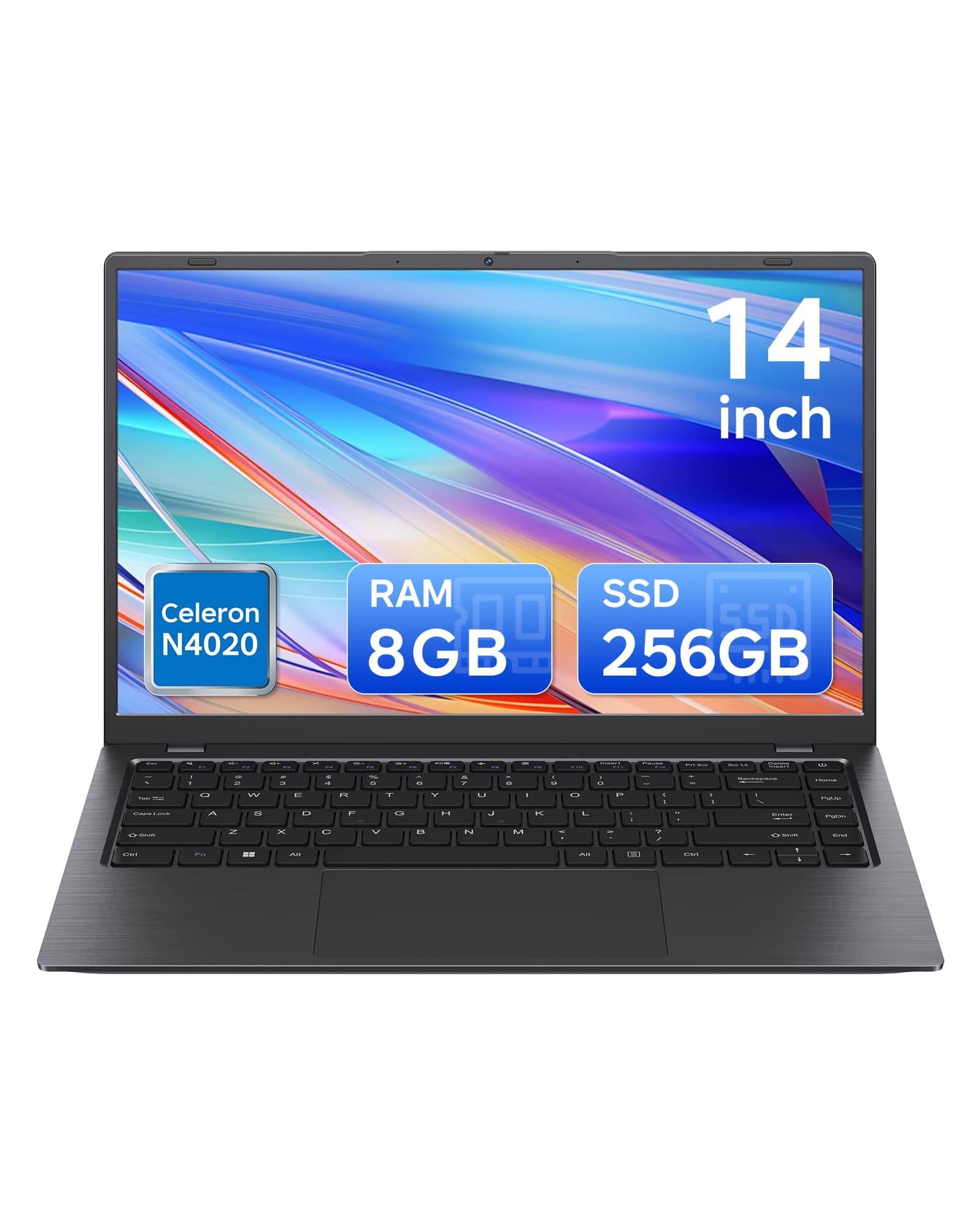 14 Inch Traditional Laptop Computers - 256GB SSD 8GB RAM Celeron N4020, WIFI5 and BT5.0, USB 3.0 Type-A, TF Card Slot, Slim Lightweight Computer for Business and School, Space Gray (NC14G)