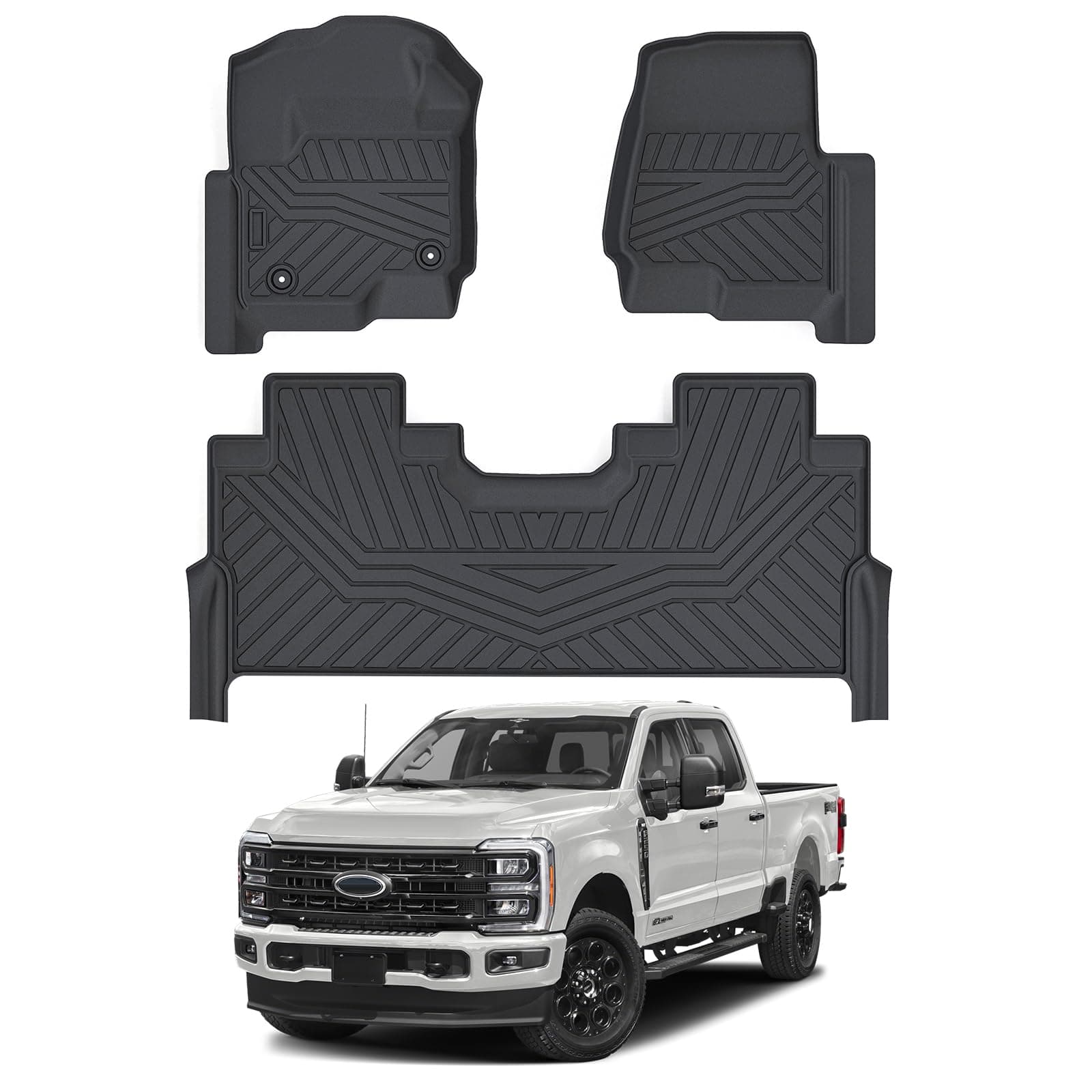Cartist Floor Mats for 2017-2024 2025 2026 Ford F-250/F-350/F450 Super Duty Crew Cab w/Under Seat Storage All Weather Floor Mat for F-250 Accessories Heavy Duty TPE Carpet Protection 5)Ford F-250/F-350/F450 Super Duty【2017-2025】