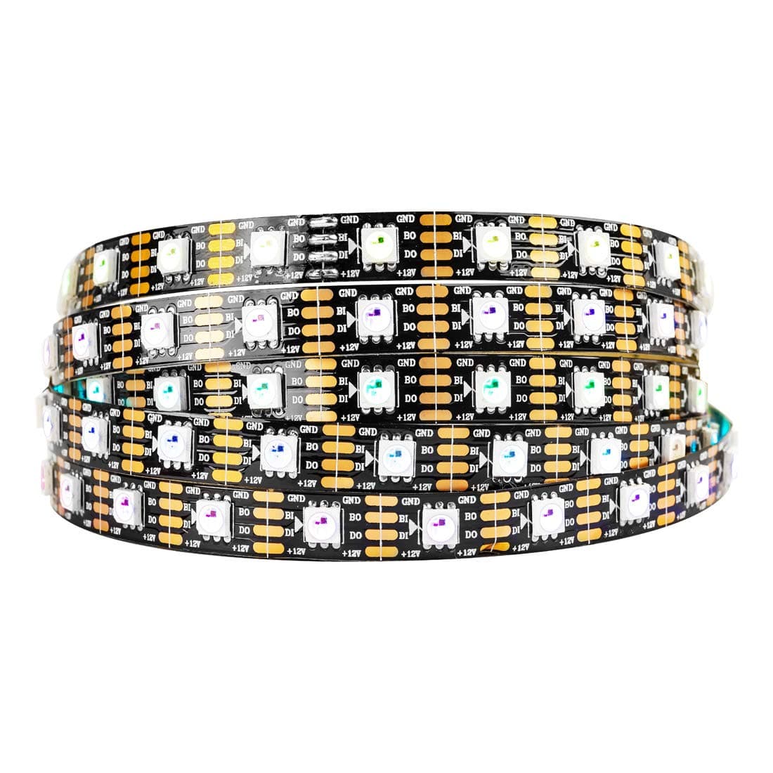 BTF-LIGHTING WS2815 (Upgraded WS2812B) 16.4ft 300 Pixels Magic Dream Color Individually Addressable RGB LED Flexible Strip Light 5050 SMD Dual Signal IP30 Non-Waterproof DC12V Black PCB Black Pcb Ip30 16.4ft 300LEDs