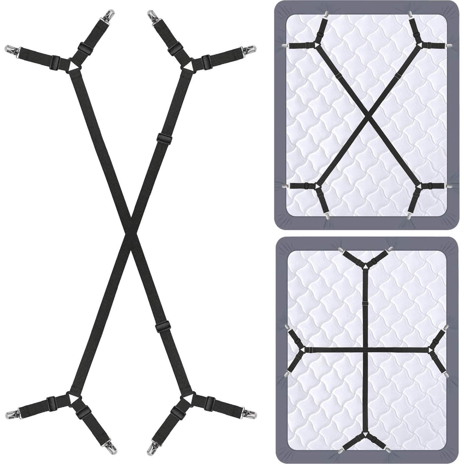 Bed Sheet Holder Straps - Sheet Straps Adjustable Bed Sheet Clips Fasteners Keep Sheets Stays in Place,2Pcs/Set Black Black 2pcs Set