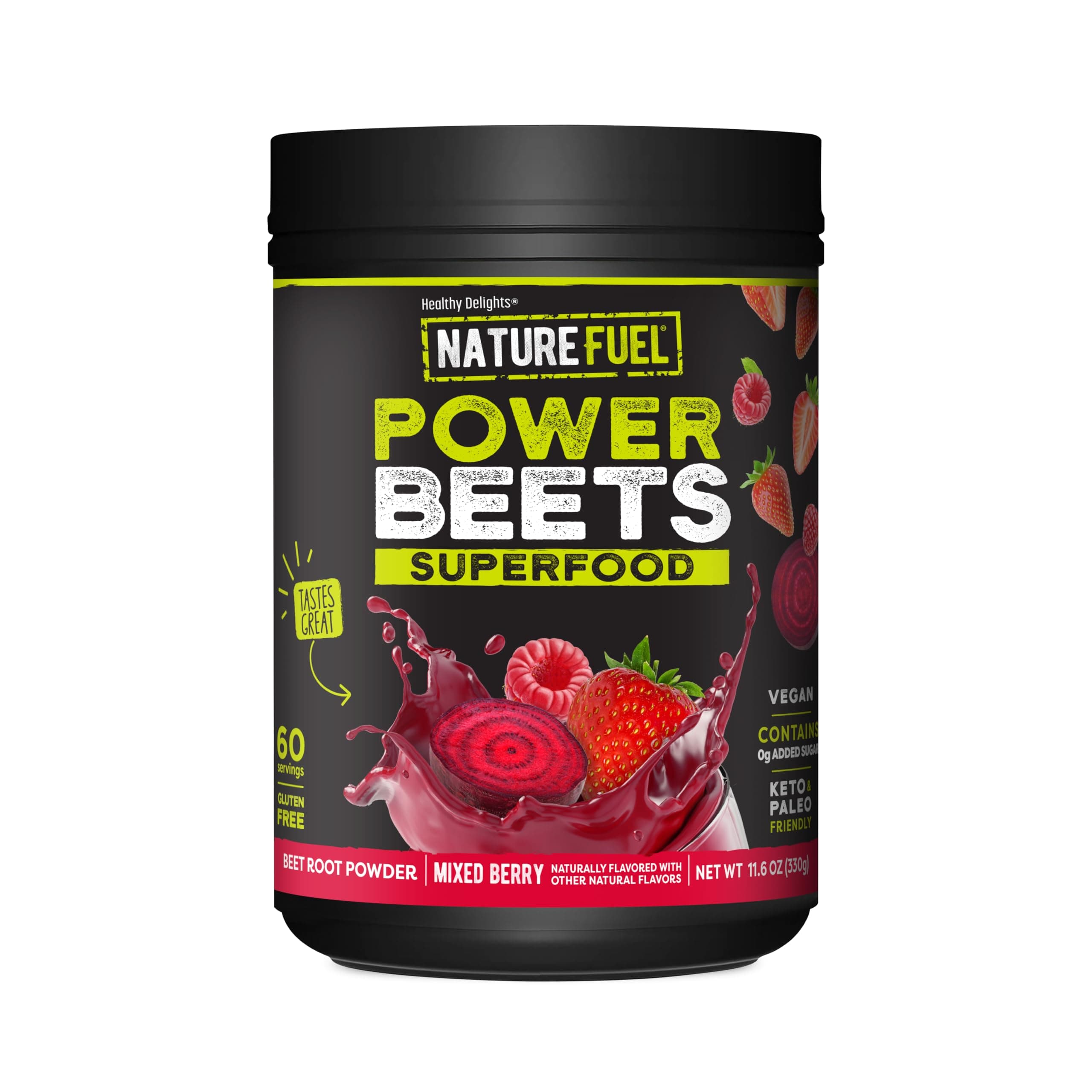 Nature Fuel Power Beets Powder, Delicious Mixed Berry, Concentrated Superfood Supplement, Supports Circulation, Natural Energy & Stamina, Non-GMO, 60 Servings (Packaging May Vary) 11.6 Ounce (Pack of 1)