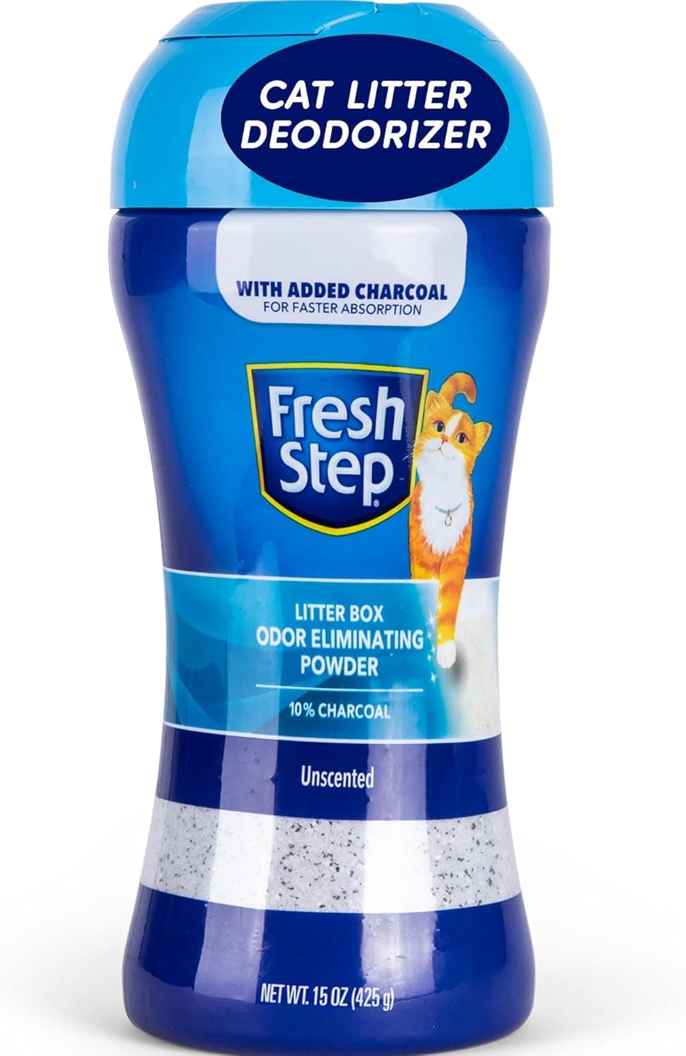 Fresh Step Litter Box Charcoal Odor Eliminating Powder, Unscented - Sifting/Pour Cap - Deodorizer Powder Combats Odors and Neutralizes Smells to Keep Your Home Clean, 15 Ounces Unscented 15 Ounce (Pack of 1)