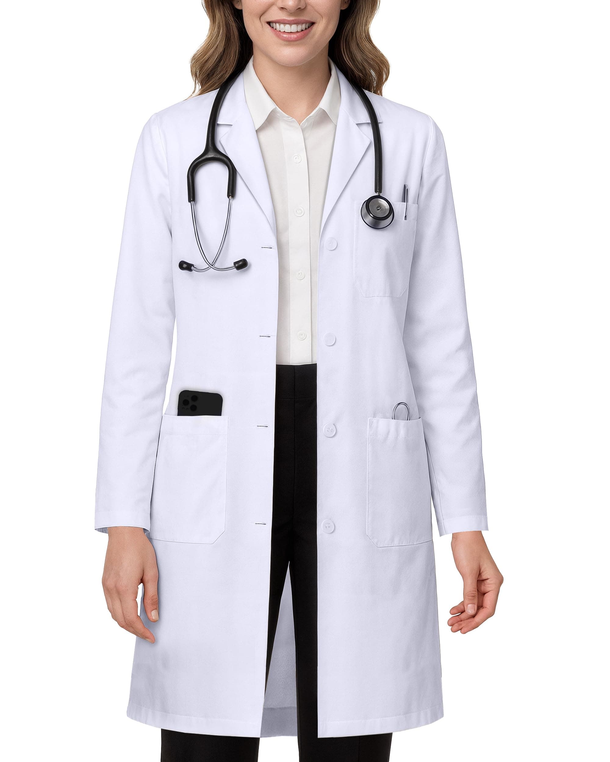 NY Threads Professional White Lab Coat for Women, Long Sleeve Medical Coat Small (Pack of 1) White 1