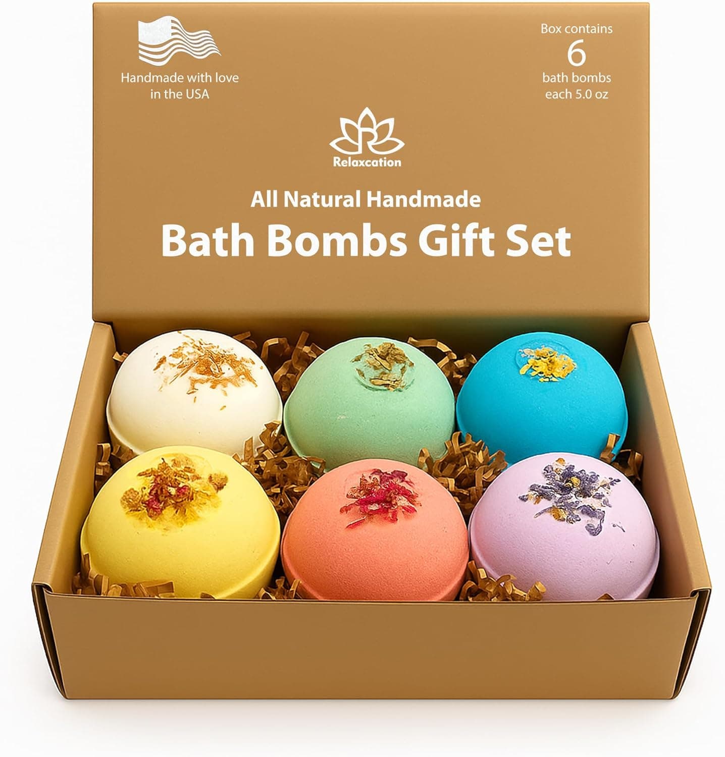 Handmade in USA Organic Bath Bombs Gift Set for Women All Natural with Epsom Salt Relaxation Dead Sea Salt Safe Bath Bombs Kit for Kids Her Mom Mother Grandma Girlfriend - Best Gifts Idea