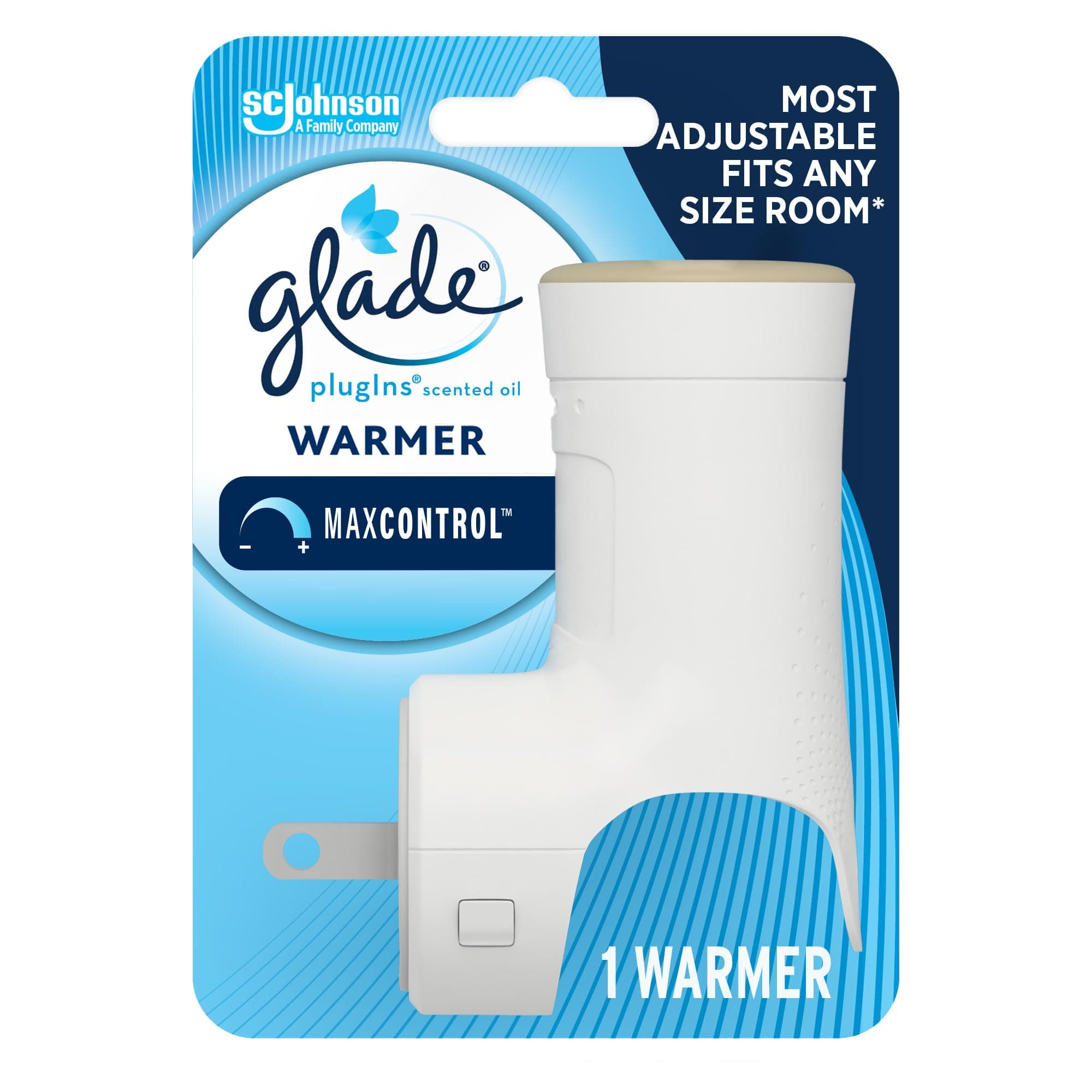 Glade PlugIns Air Freshener Warmer, Scented and Essential Oils for Home and Bathroom, Up to 50 Days on Low Setting 1 Count (Pack of 1)