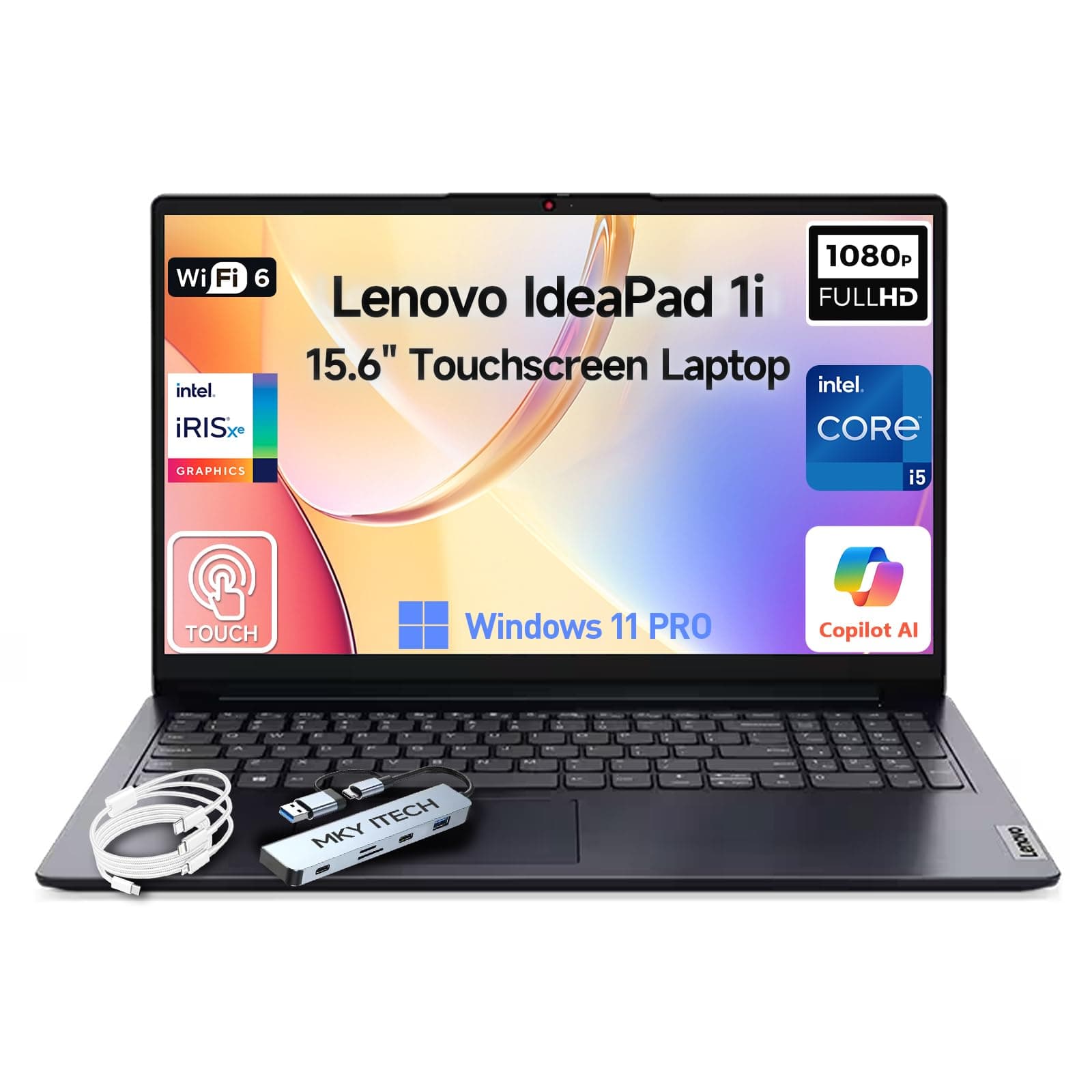 L enovo Ideapad 1i 15 Inch Touchscreen Laptop Computer, 15.6" FHD IPS Touch Screen Laptop, Intel 10-Core i5-1335U (>i7-1255U), Windows 11 Pro, 16GB RAM 512GB SSD, 10-Key Number Pad 16GB RAM | 512GB SSD