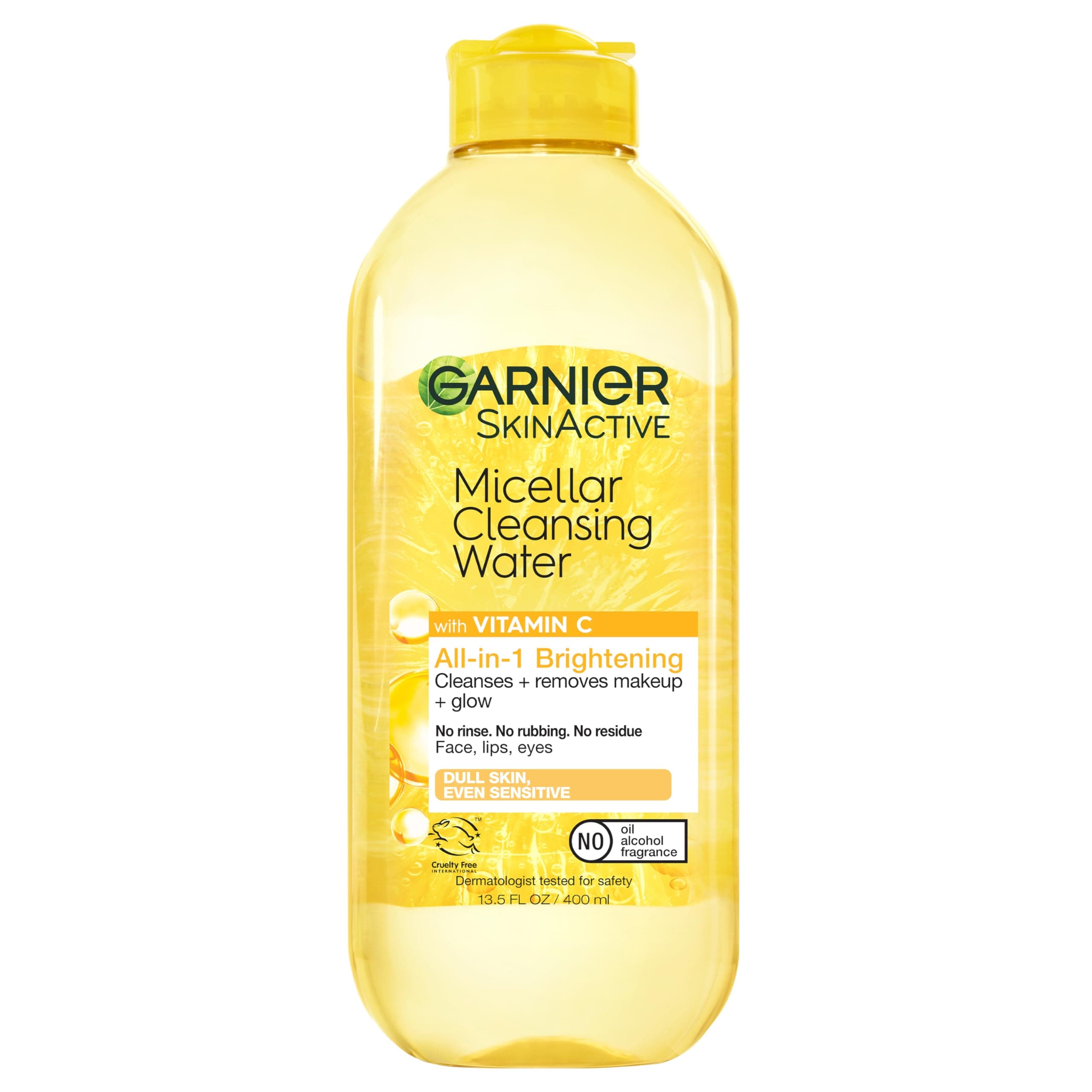 Garnier Micellar Water with Vitamin C, Facial Cleanser & Makeup Remover, Brightening & Hydrating, For All Skin Types, Vegan, Cruelty Free, 13.5 Fl Oz (400mL), 1 Count Unscented 13.5 Fl Oz (Pack of 1)