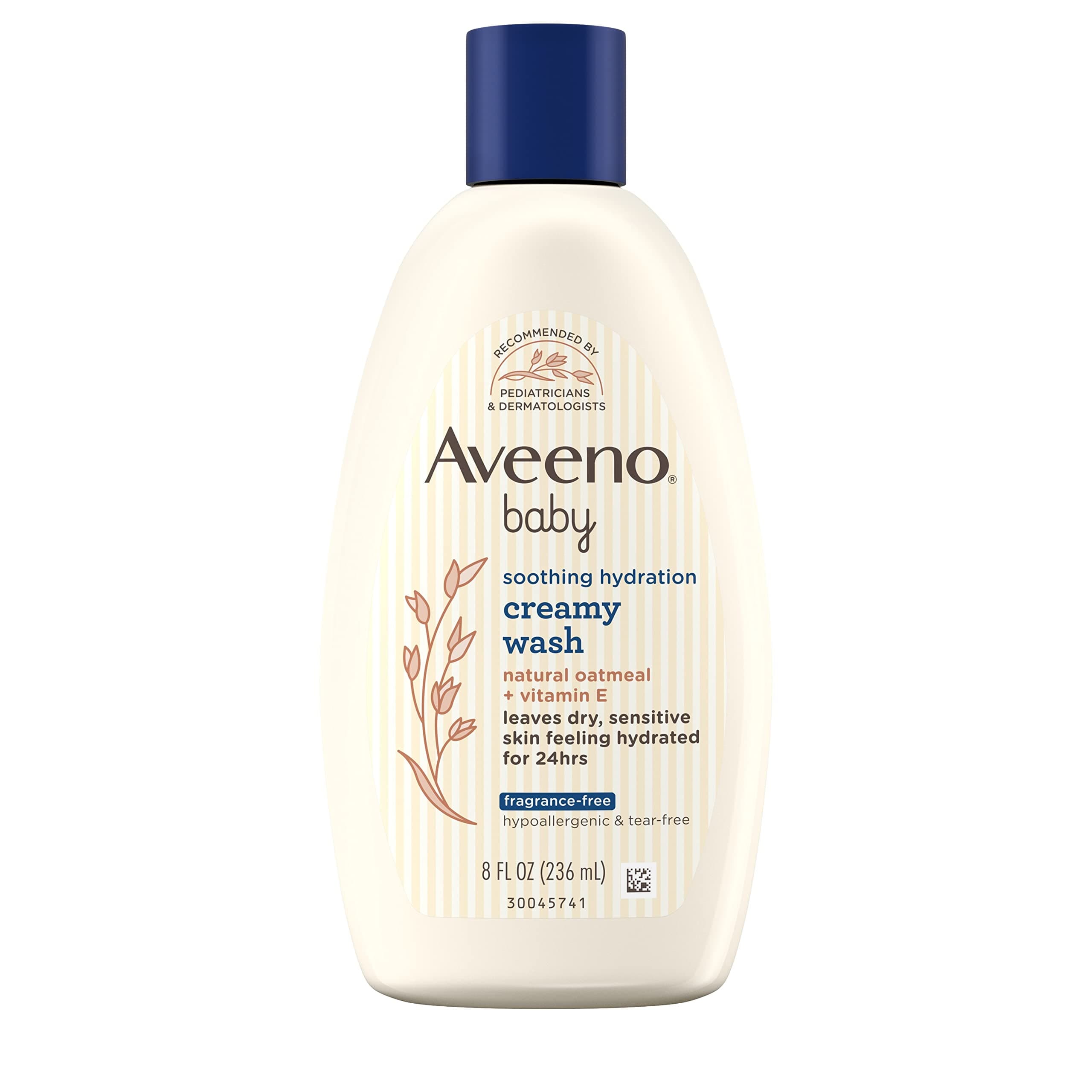 Aveeno Baby Soothing Hydration Creamy Body Wash with Natural Oatmeal, Baby Bath Wash for Dry & Sensitive Skin, Hypoallergenic, Fragrance-, Paraben- & Tear-Free Formula, 8 fl. oz 1 Fl Oz (Pack of 8)