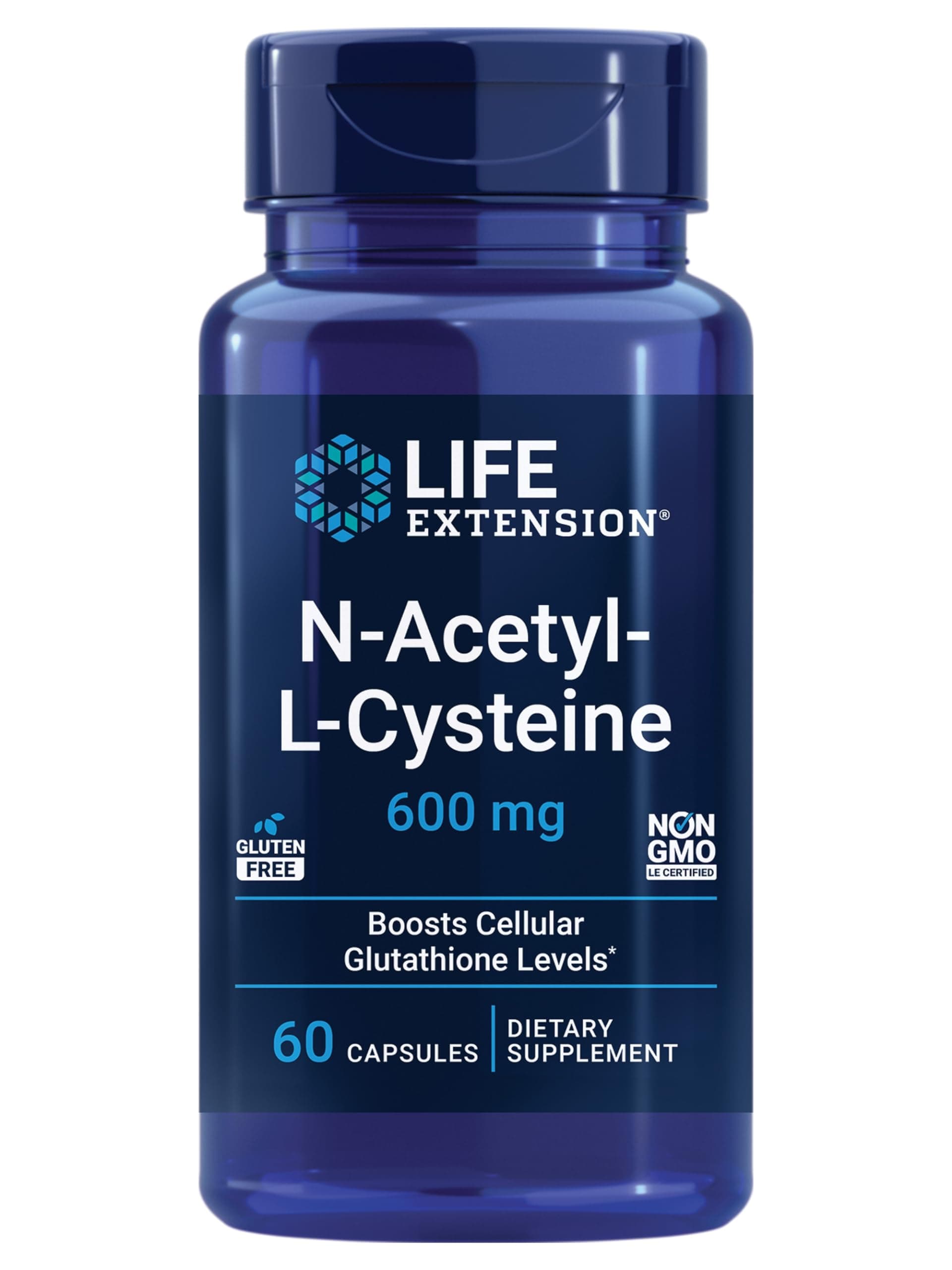 Life Extension N-Acetyl-L-Cysteine (NAC), Immune Response, Respiratory Health, Liver Health, NAC 600 mg, antioxidant Defense, Free radicals, Easy to Absorb, 60 Capsules Nutritional Supplement