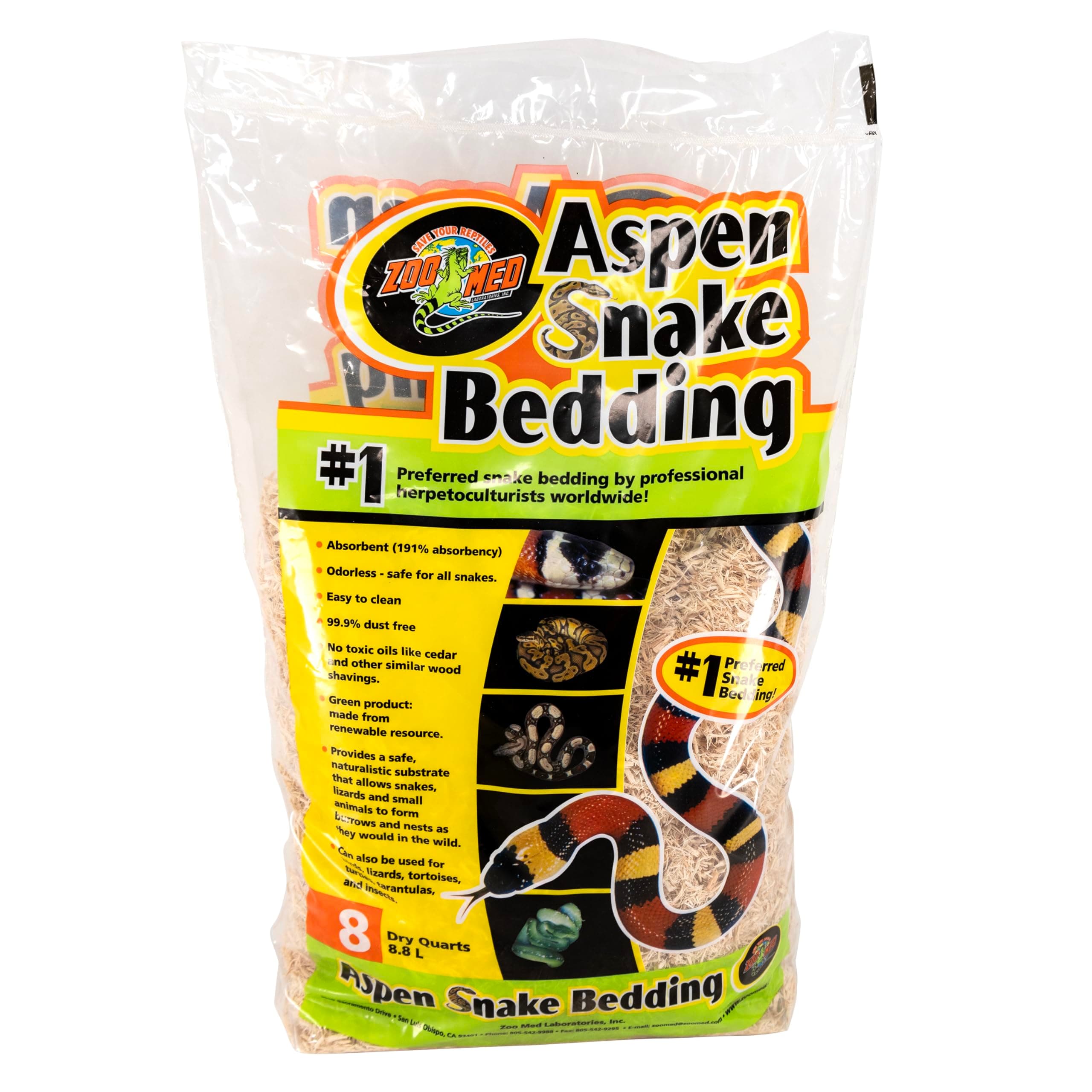 Zoo Med Aspen Snake Bedding 8qt 8 qt Whites & Tans