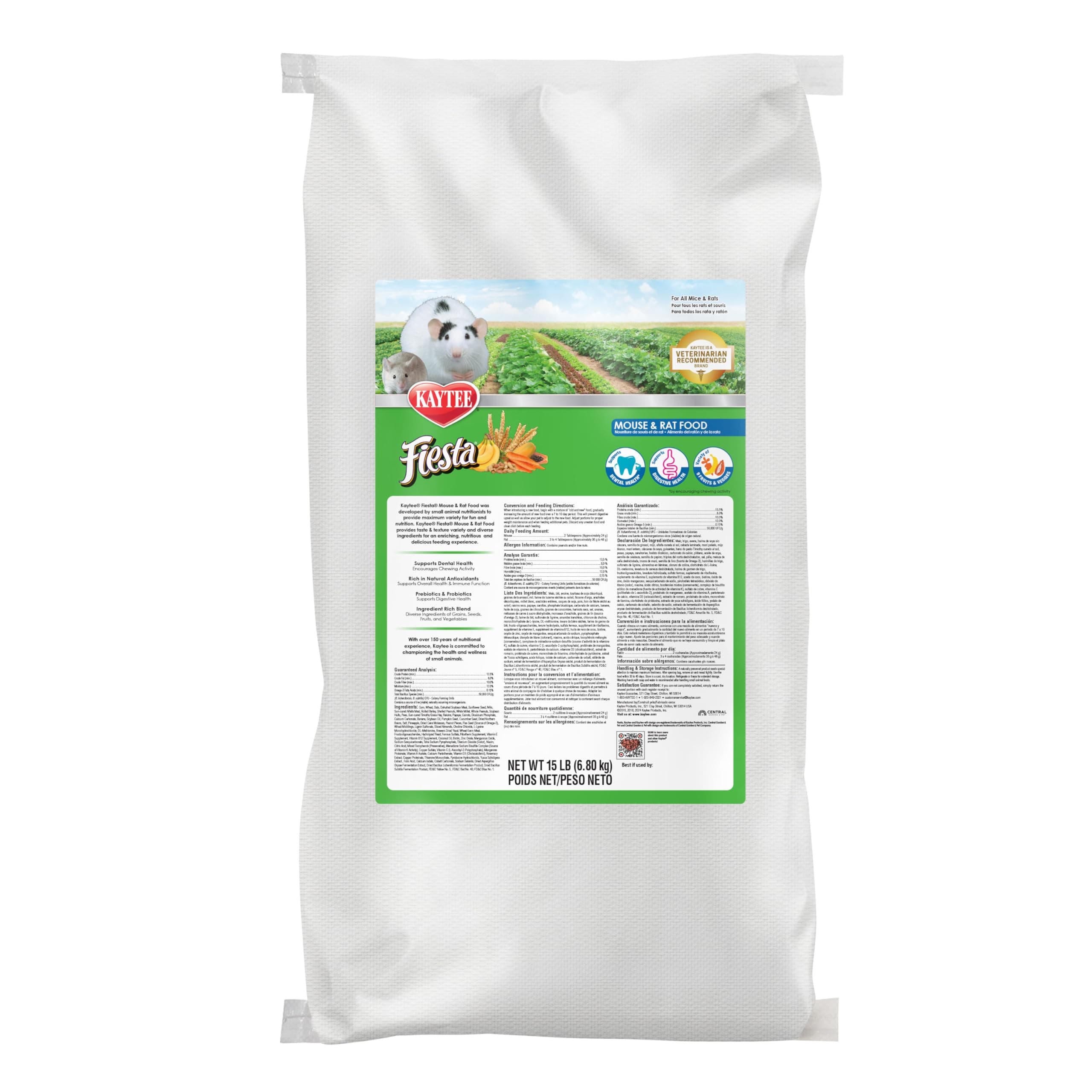 Kaytee Fiesta Mouse & Rat Food Flavor Medley 15 Pounds 15 Pound (Pack of 1)