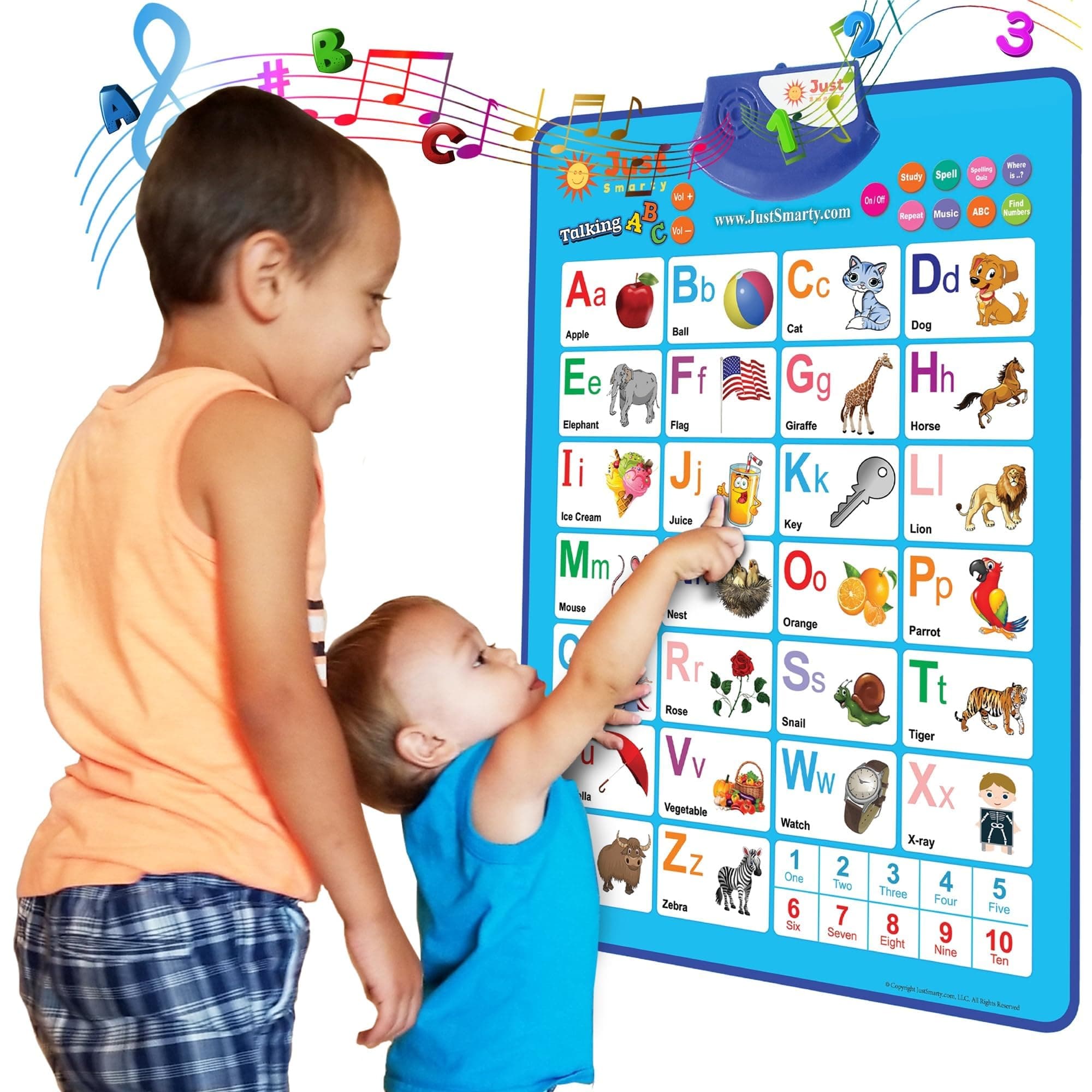 Just Smarty Alphabet Wall Chart for Toddlers 1-3 | ABCs & 123s Kids Learning Toy | Educational Gift for Infant Ages 1 2 3 4 5 | Speech Therapy for Kids 1-3 | Autism Toys for Toddlers 3-4 ABCs and 123s - Blue