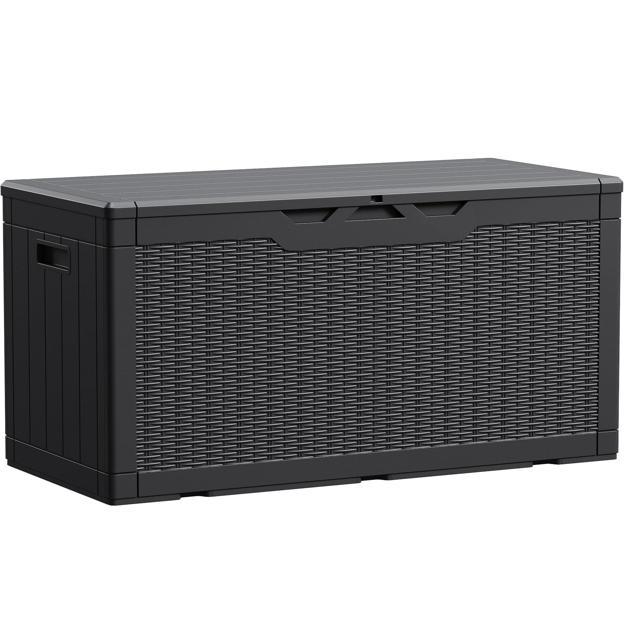 Devoko 100 Gallon Waterproof Large Resin Deck Box Indoor Outdoor Lockable Storage Container for Patio Furniture Cushions Garden Tools (100 Gallon, Black) Black 100 Gallon