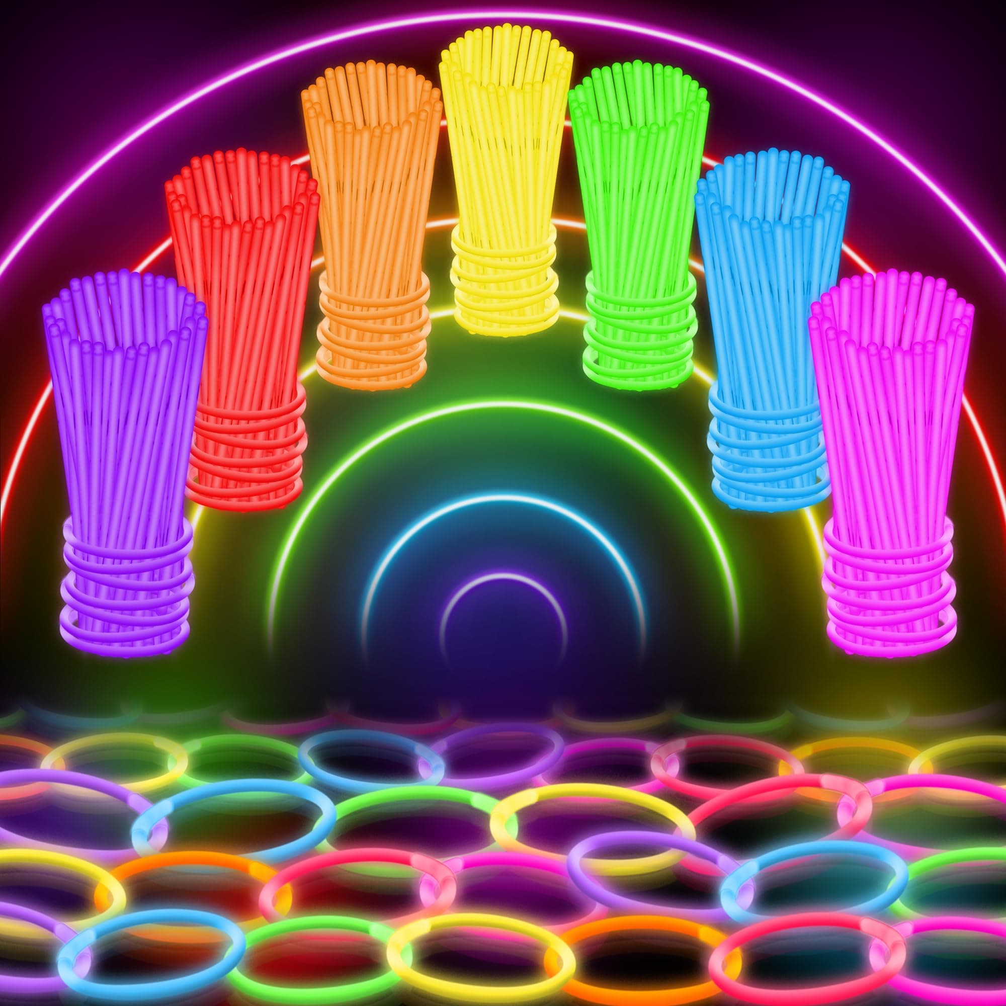 100 Ultra Bright Glow Sticks Bulk Party Pack - Halloween Glow in the Dark Party Supplies Pack - 8" Glowsticks Party Favors with Bracelets and Necklaces 100 Pack 100 Pack