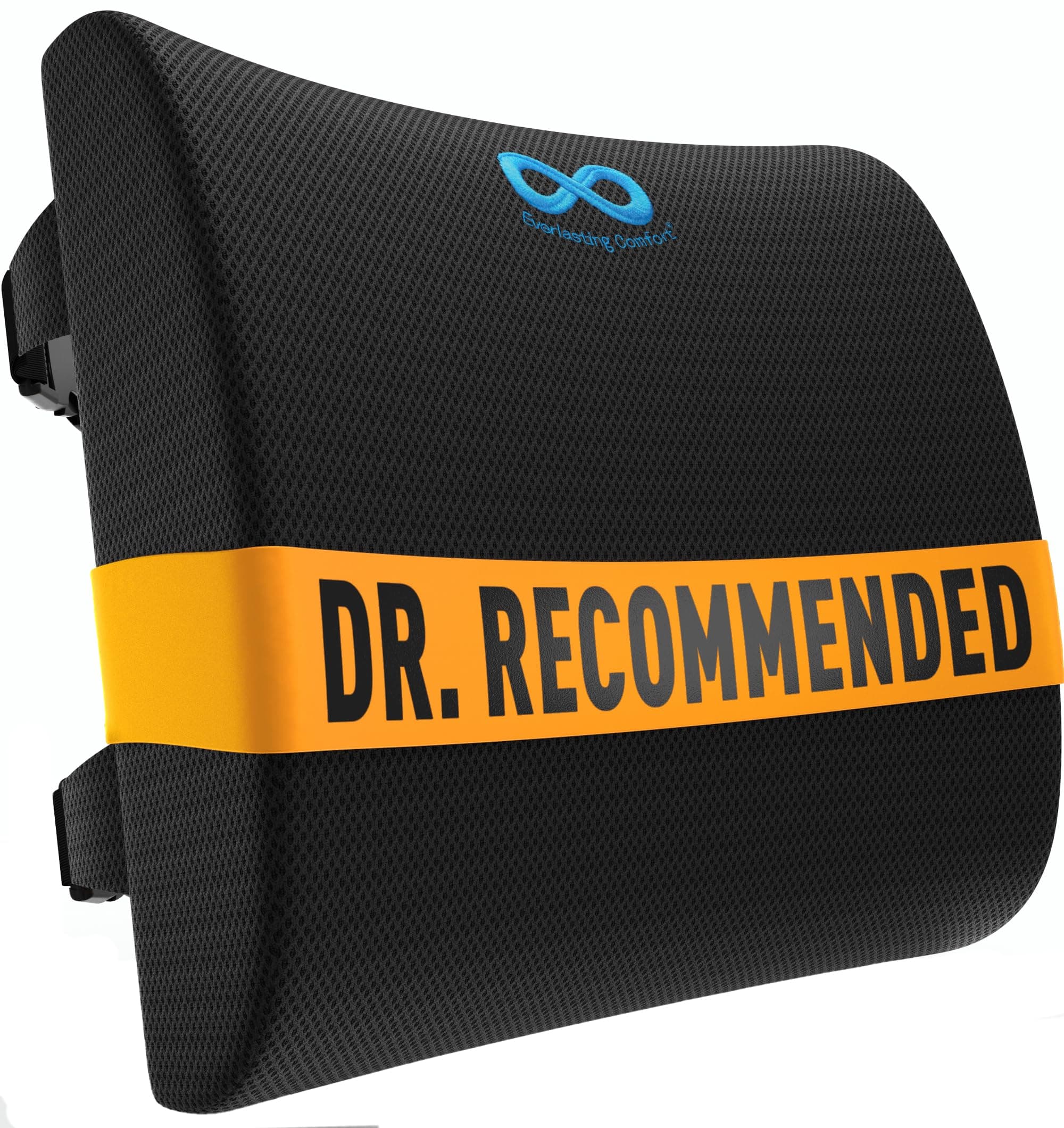 Everlasting Comfort The Original Lumbar Support Pillow - Improves Posture, Promotes Back Pain Relief - Superior Office Chair Back Support for Gaming and Desk Chairs - Lumbar Pillow for Car, Couch A. Black