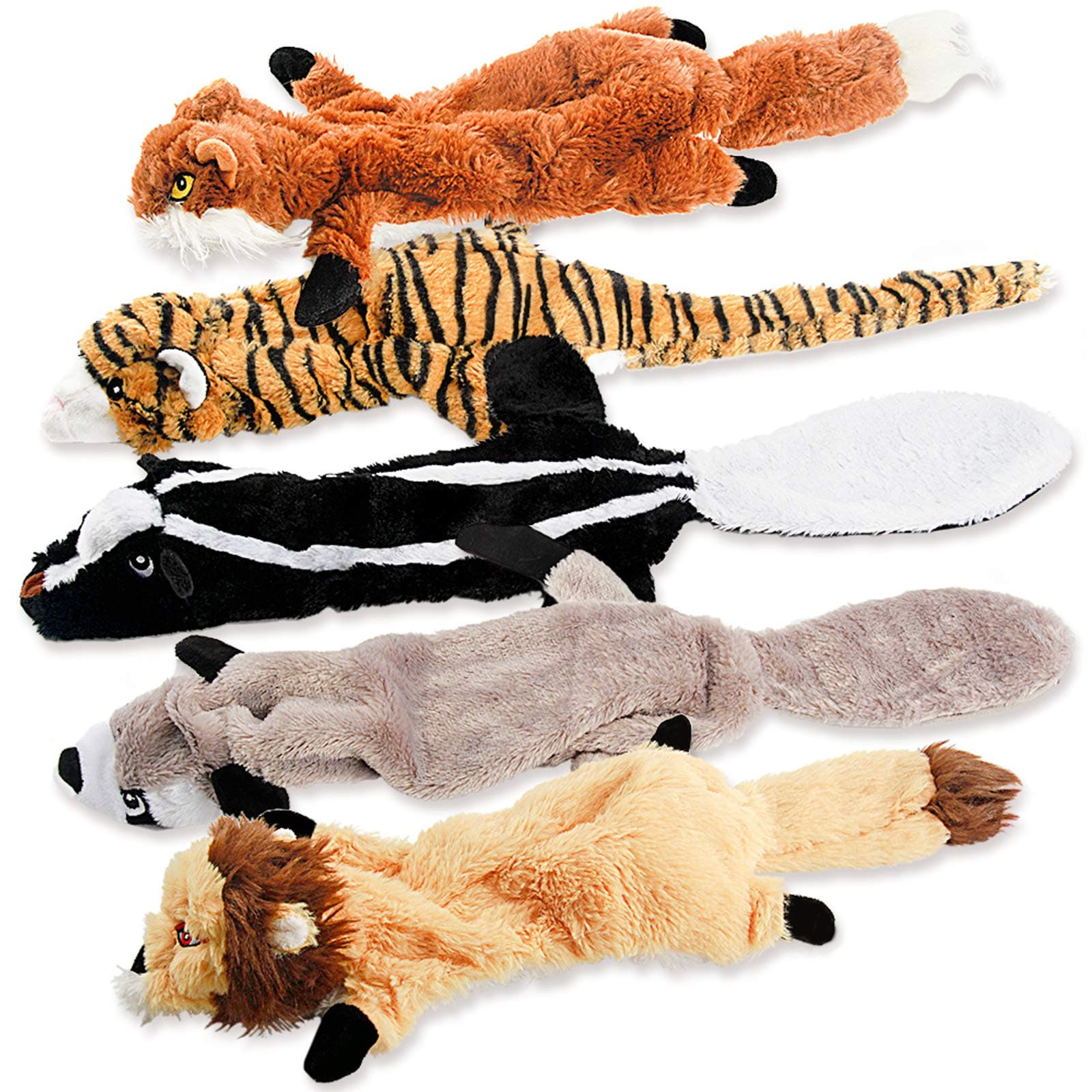 Dog Squeak Toys, No Stuffing Plush Dogs Chew Toy Bundle for Small Medium Large Breed Chewer Tough Durable Squeaky Pet Fetch Puppy Teething Chewing Interactive to Keep Them Busy Best Birthday Gift 5 Pack