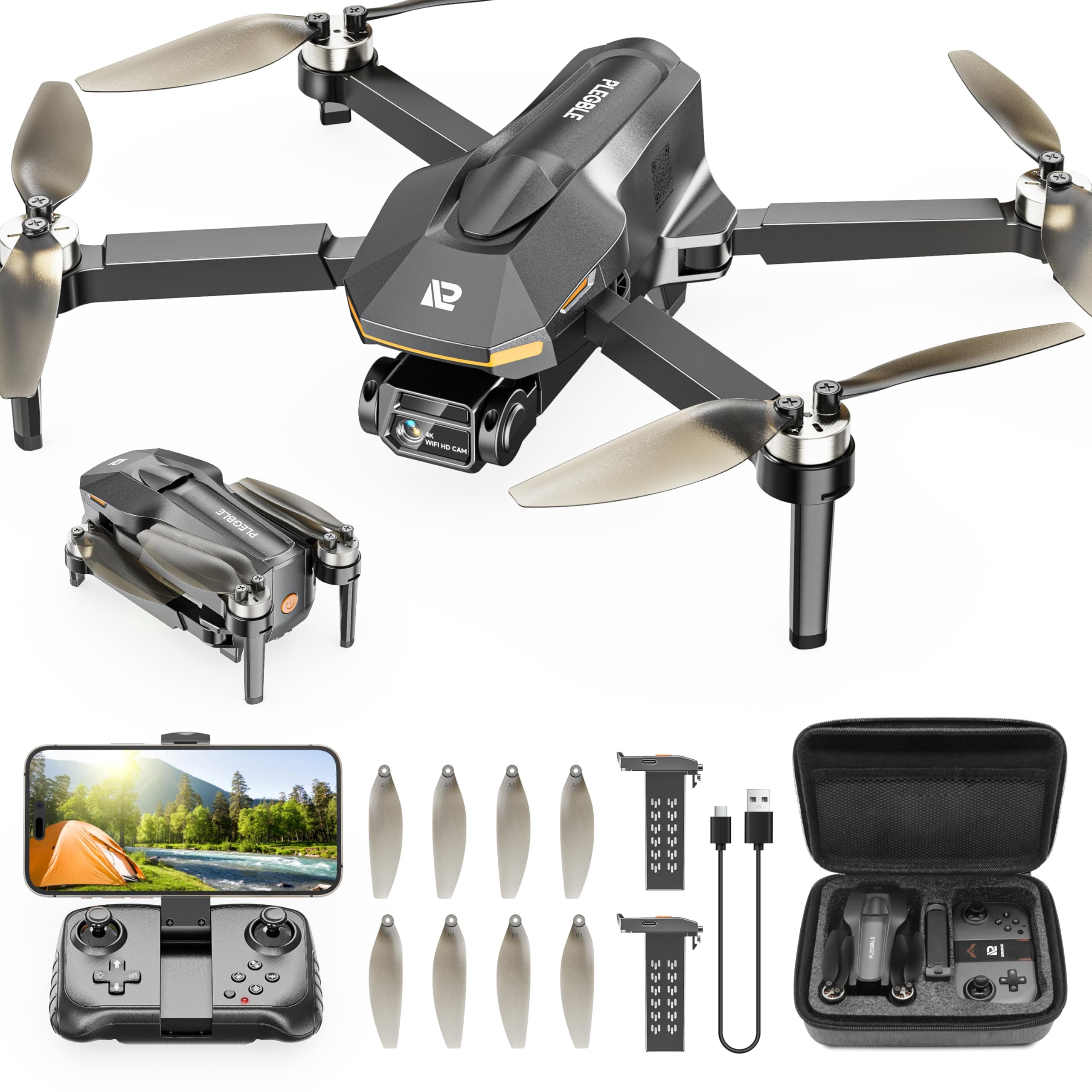 Drones with Camera for Adults 4K, Brushless Motor FPV Foldable Mini RC Drone for Kids Beginners, One-Touch Takeoff, 5G WiFi, Auto Hover, 30-Min Flight Time with 2 Batteries, Gift for Men Boys Teens 4K Deep Space Gray