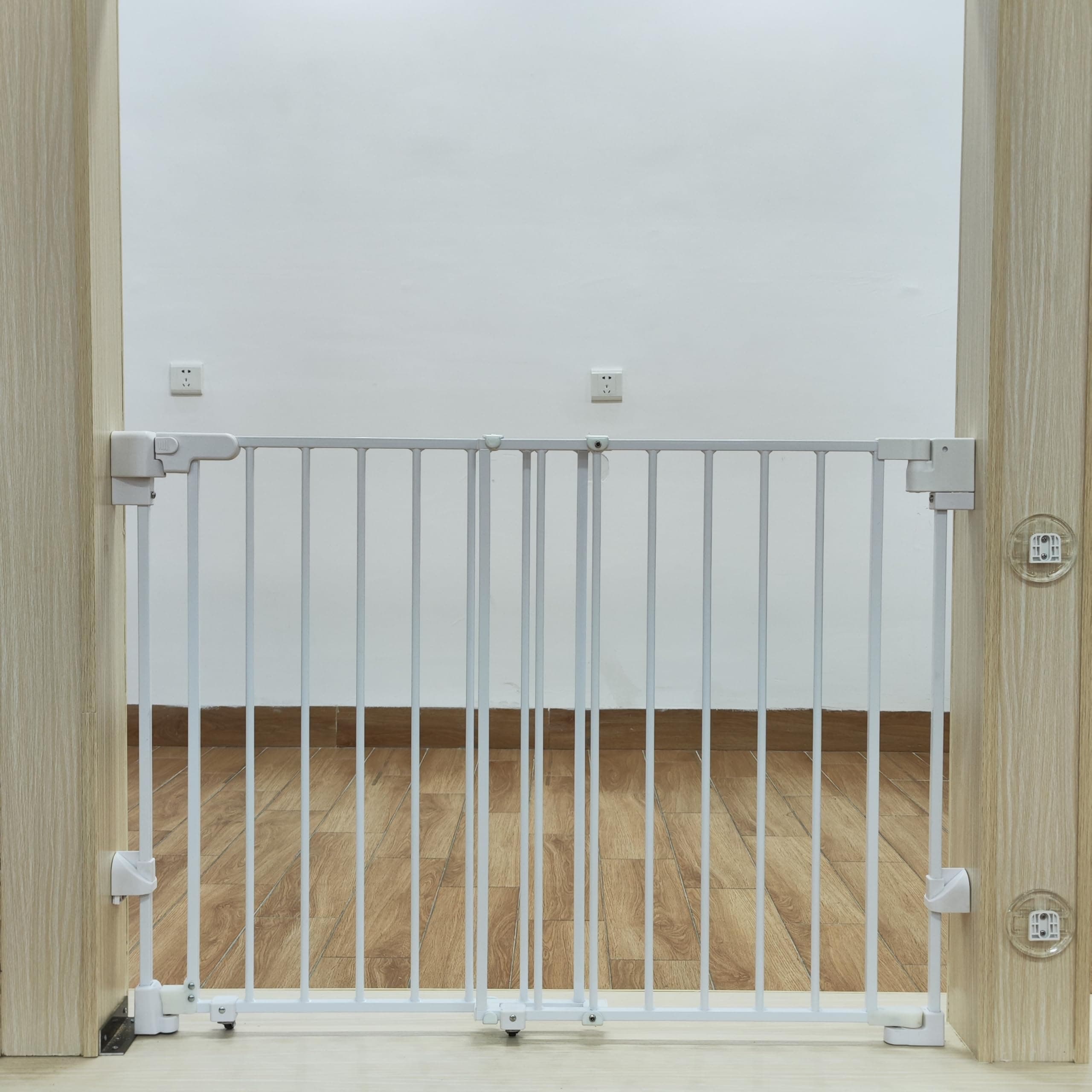Safety Gate for Doorways and Stairways Metal Dog Gate Extra Wide Pet Barrier, White