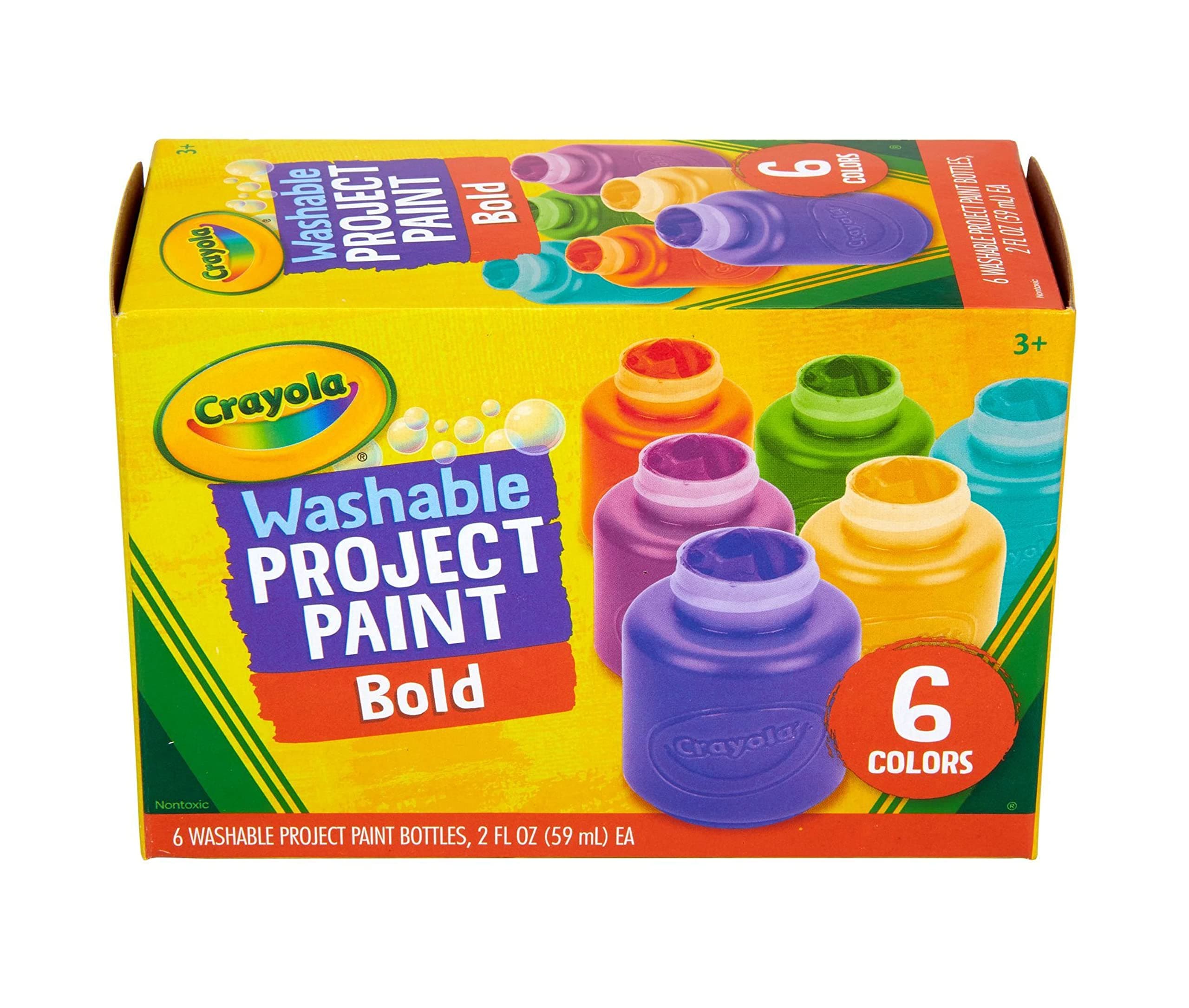 Crayola Washable Kids Paint (6ct), Assorted Bulk Paint Set for Kids, Must Have Preschool Arts & Crafts Supplies, Nontoxic, Learning Activities for Toddlers Bold