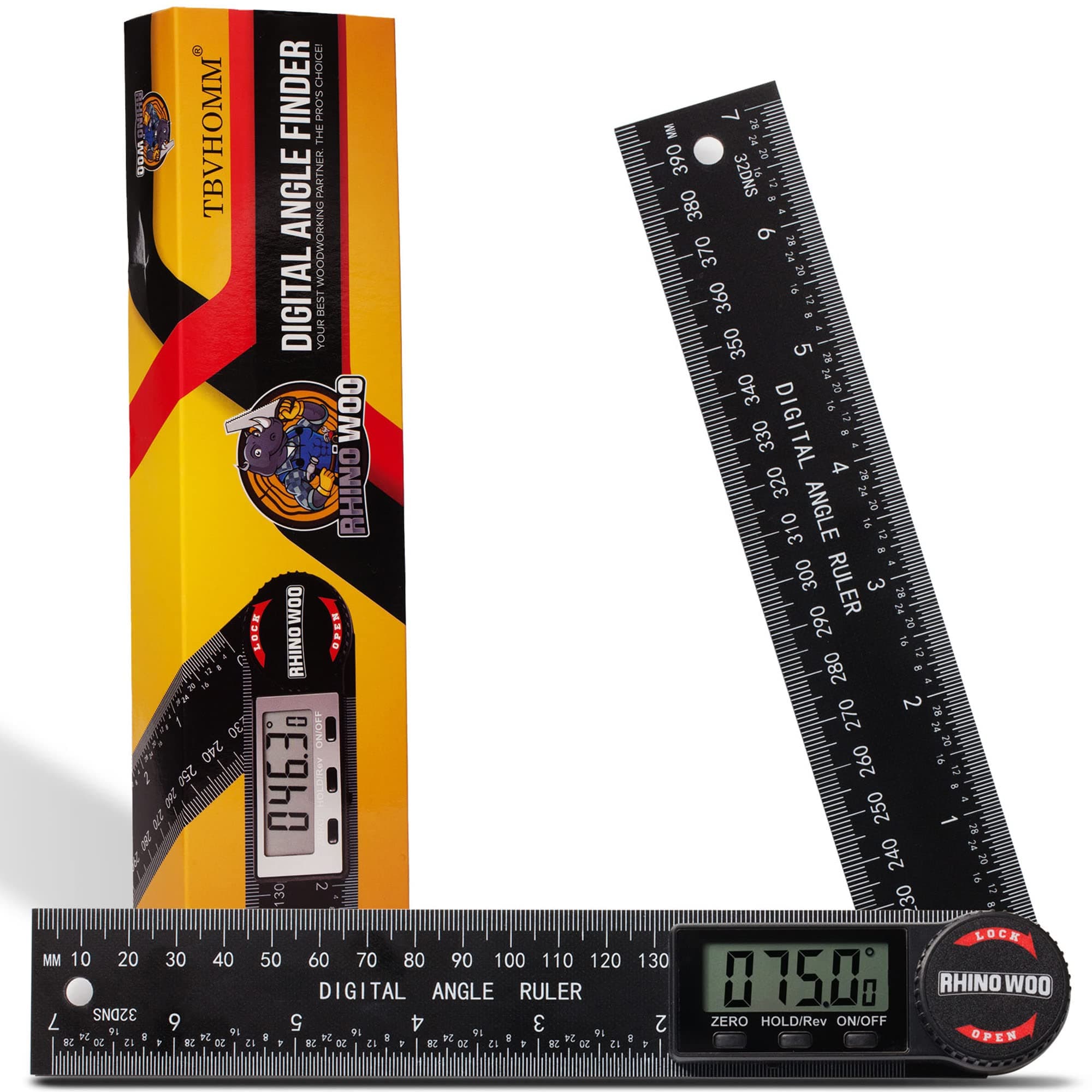 Digital Angle Finder Protractor, Angle Measuring Tool for Woodworking/Carpenter/Construction/Handmade Measurement，Angle Finder Ruler with 7inch/200mm(2 Batteries Included) (Enhanced ABS)