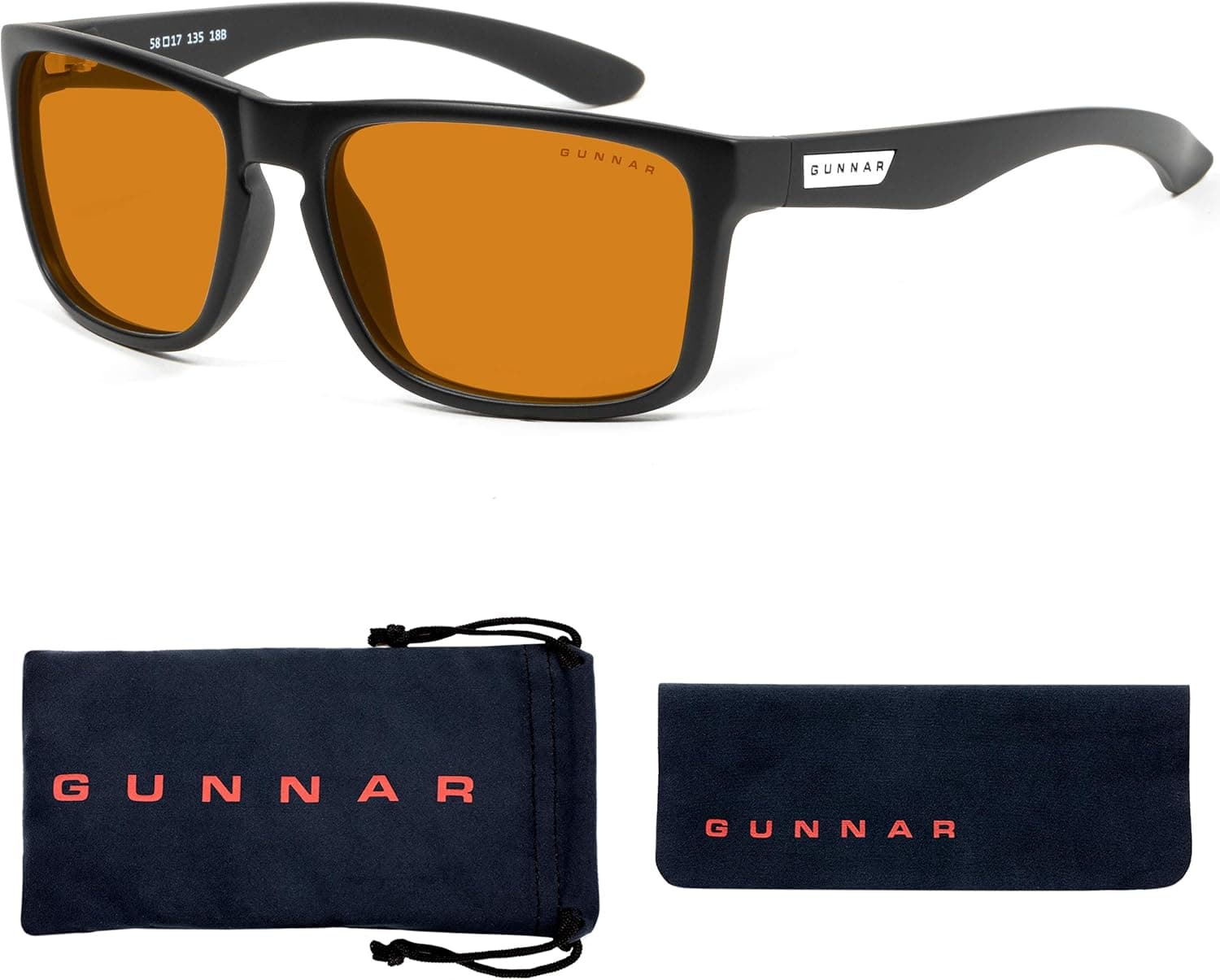 GUNNAR - Premium Premium Gaming and Computer Glasses - Blocks 65% - 98% Blue Light - Intercept Amber Max Onyx