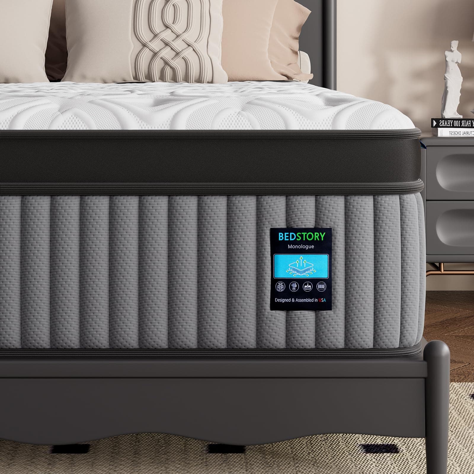 BedStory Firm Full Mattress 12 Inch, 7-Zone Hybrid Mattress with Extra Lumbar & Hip Support - Deep Sleep Pain Relief Contouring Bed in a Box - 365-Night Trial, Fiberglass-Free, CertiPUR-US Certified Full 12'' Extra Firm