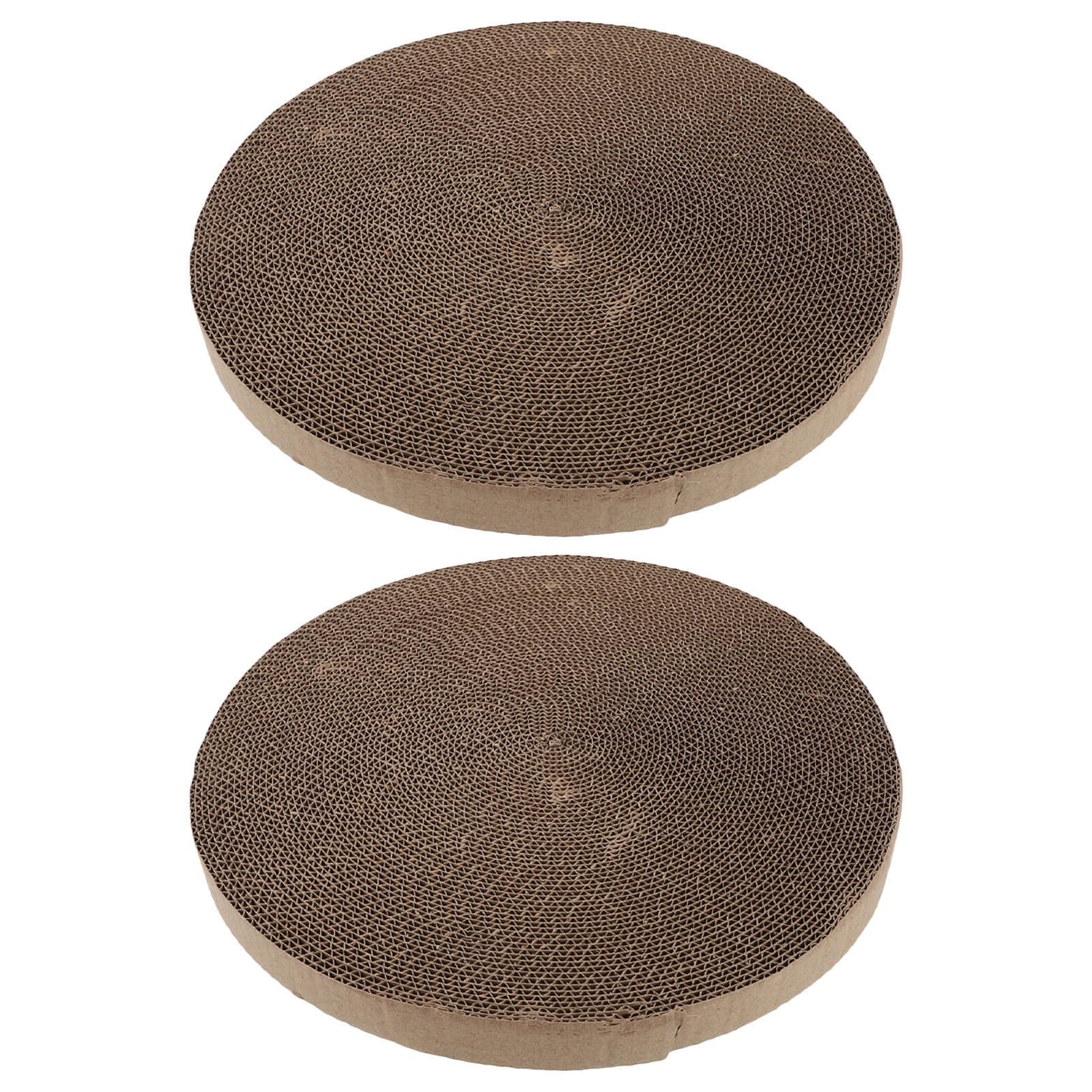 DOITOOL 2pcs Round Cat Scratcher Refill - 34cm Diameter 2.7cm Thickness - Cardboard Cat Scratcher Scratching Board Replacement Pads for Indoor