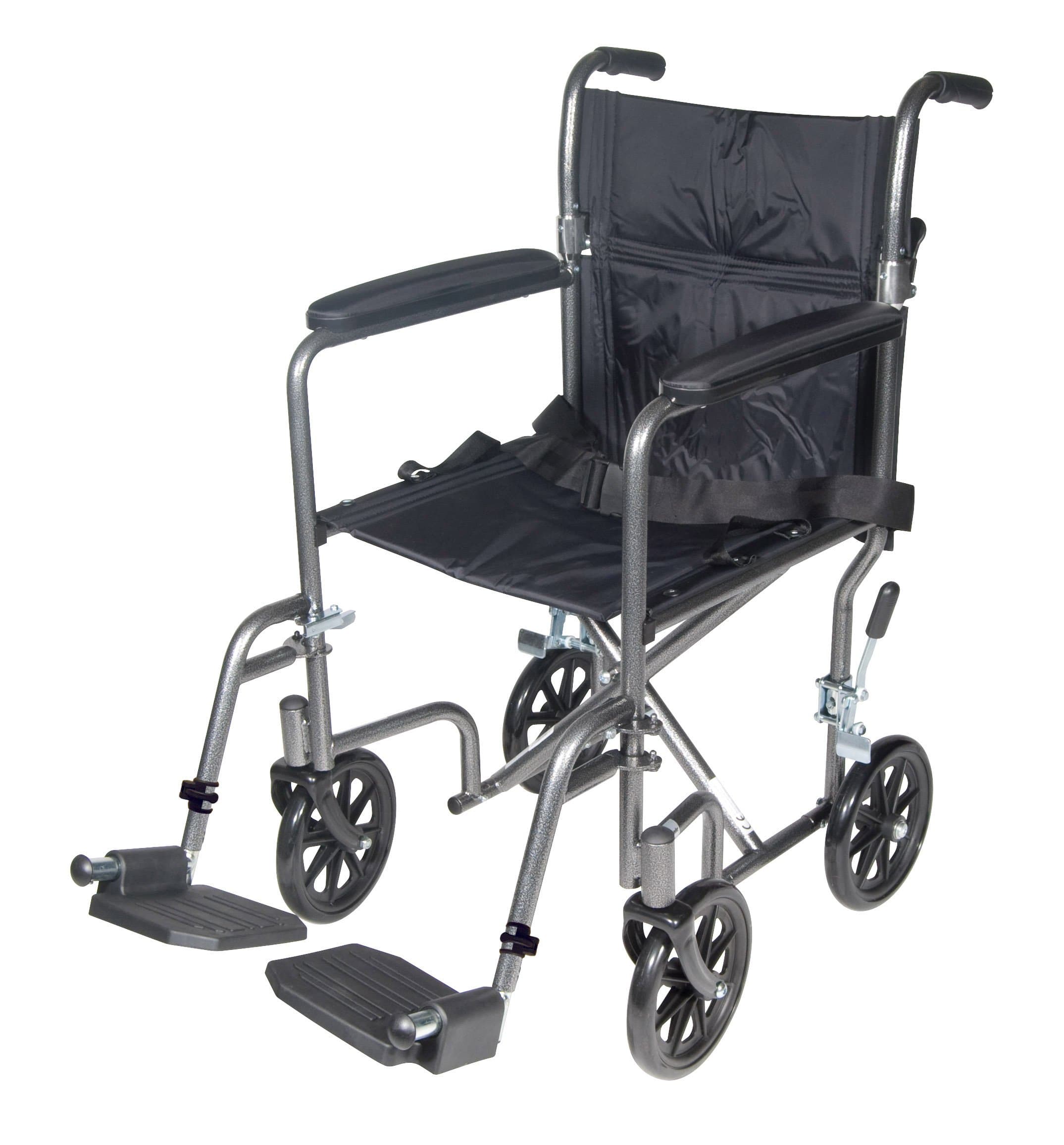 Drive Medical TR37E-SV Lightweight Folding Transport Wheelchair with Swing-Away Footrest, Silver Silver Vein 1 Count (Pack of 1) Wheelchair