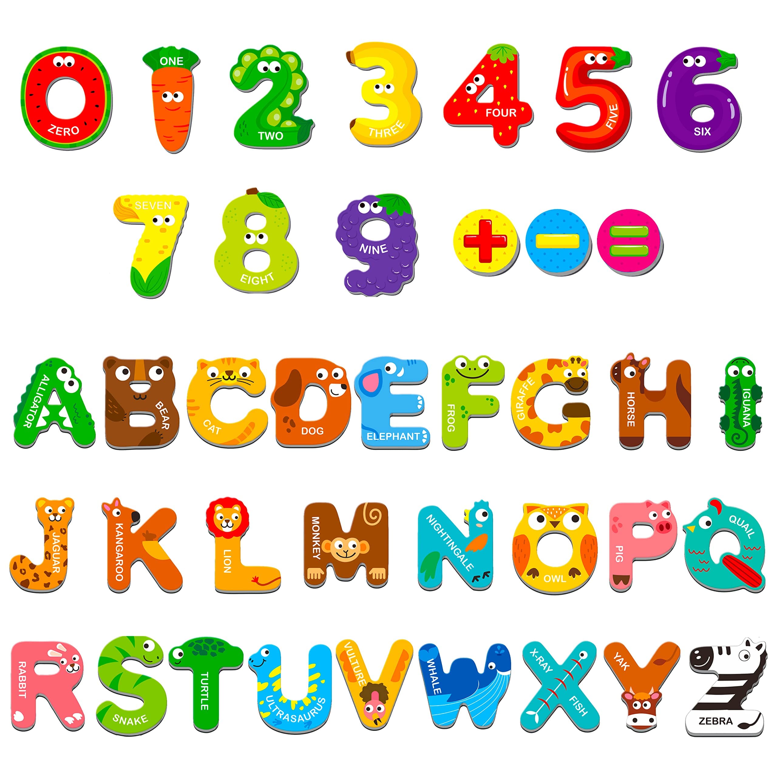 Magnetic Uppercase Letters and Numbers, Educational Learning Tool for Kids Word Recognition 39 Pieces Magnets Include 26 Colorful Alphabet Letters, 10 Numbers and 3 Symbols,Toddlers 3 4 5 Years Old Uppercase Letters & Numbers